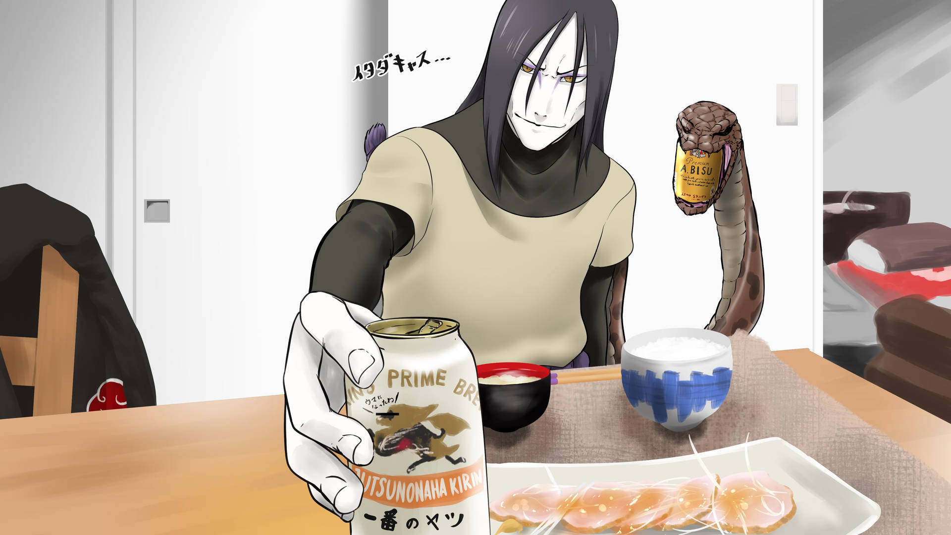 Orochimaru With Beer Background