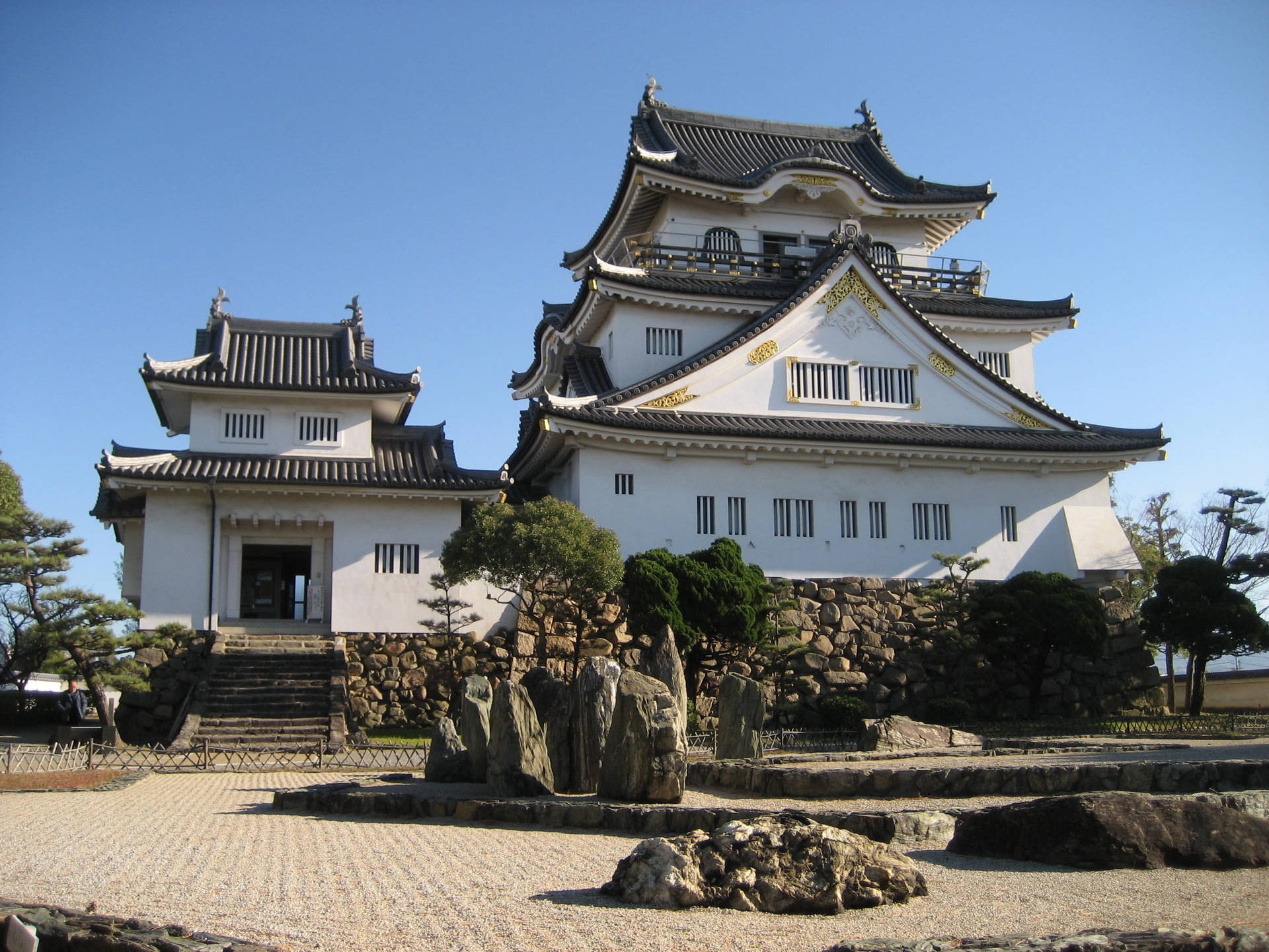 Osaka Castle Artistic Rock Formation Background