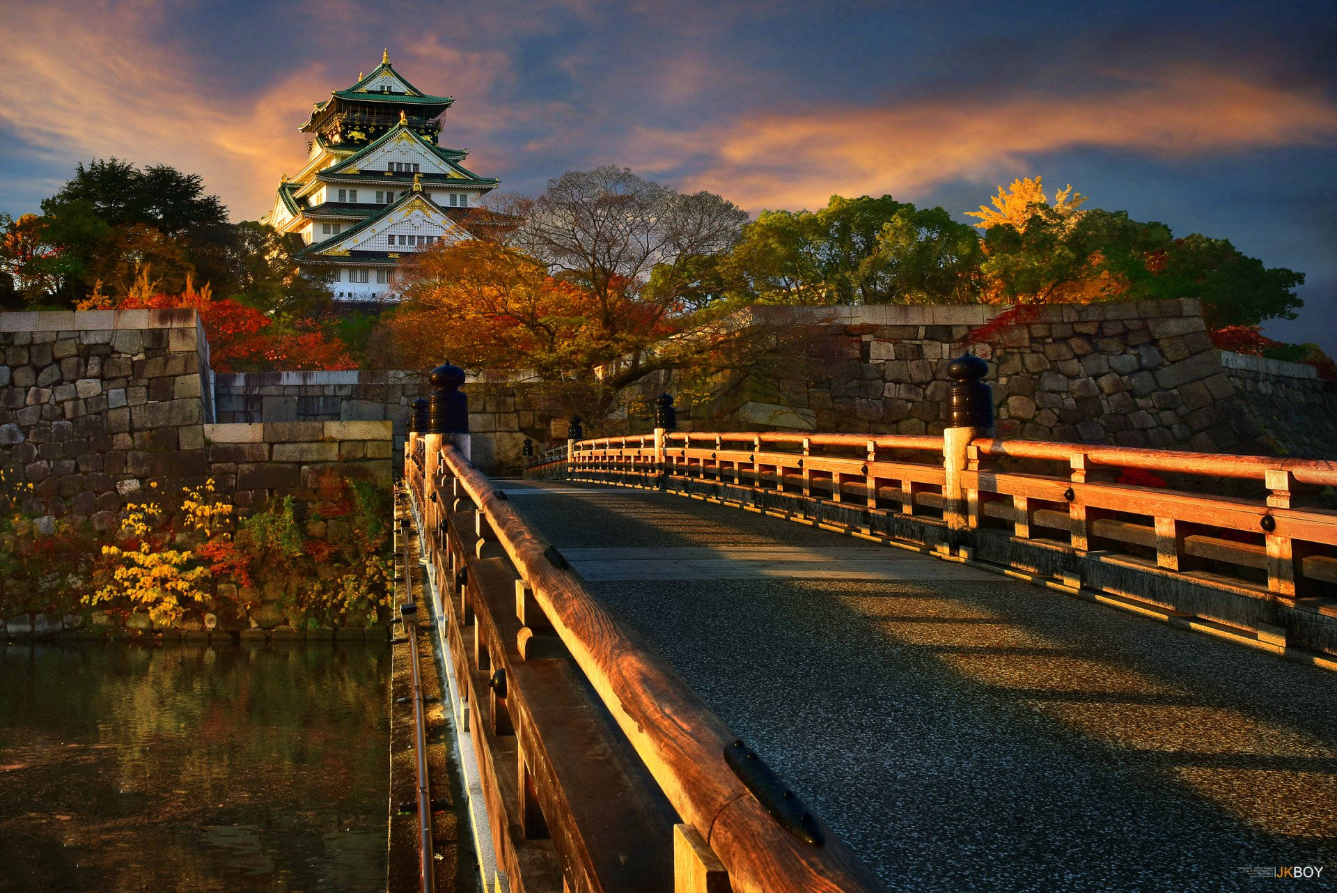 Osaka Castle Bridge Background