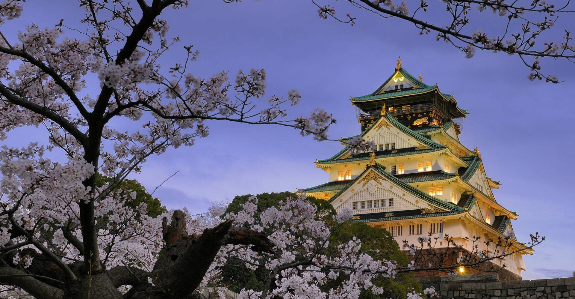 Osaka Castle Gloomy Sky Background