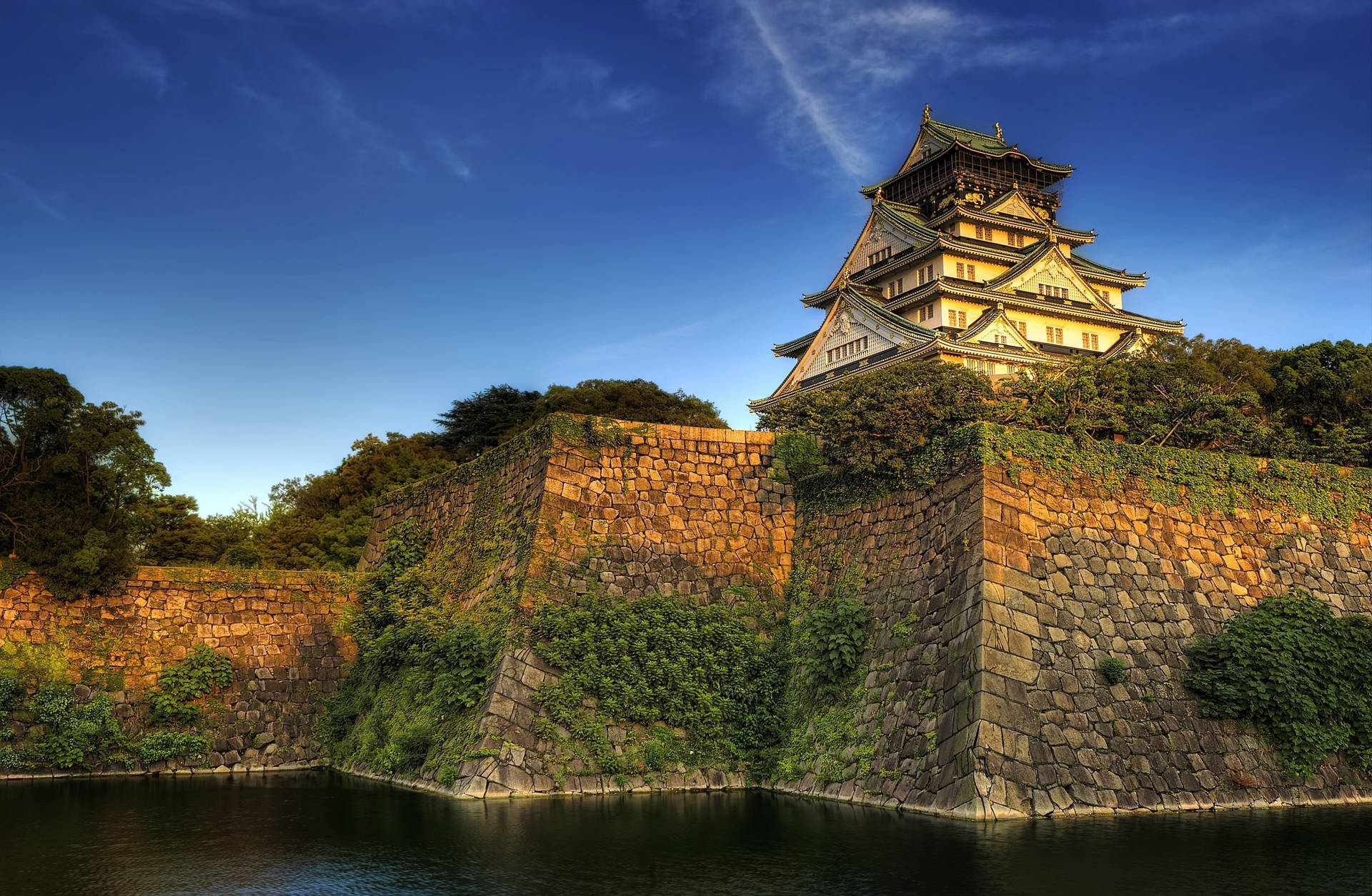 Osaka Castle Ishigaki Stone Walls Background