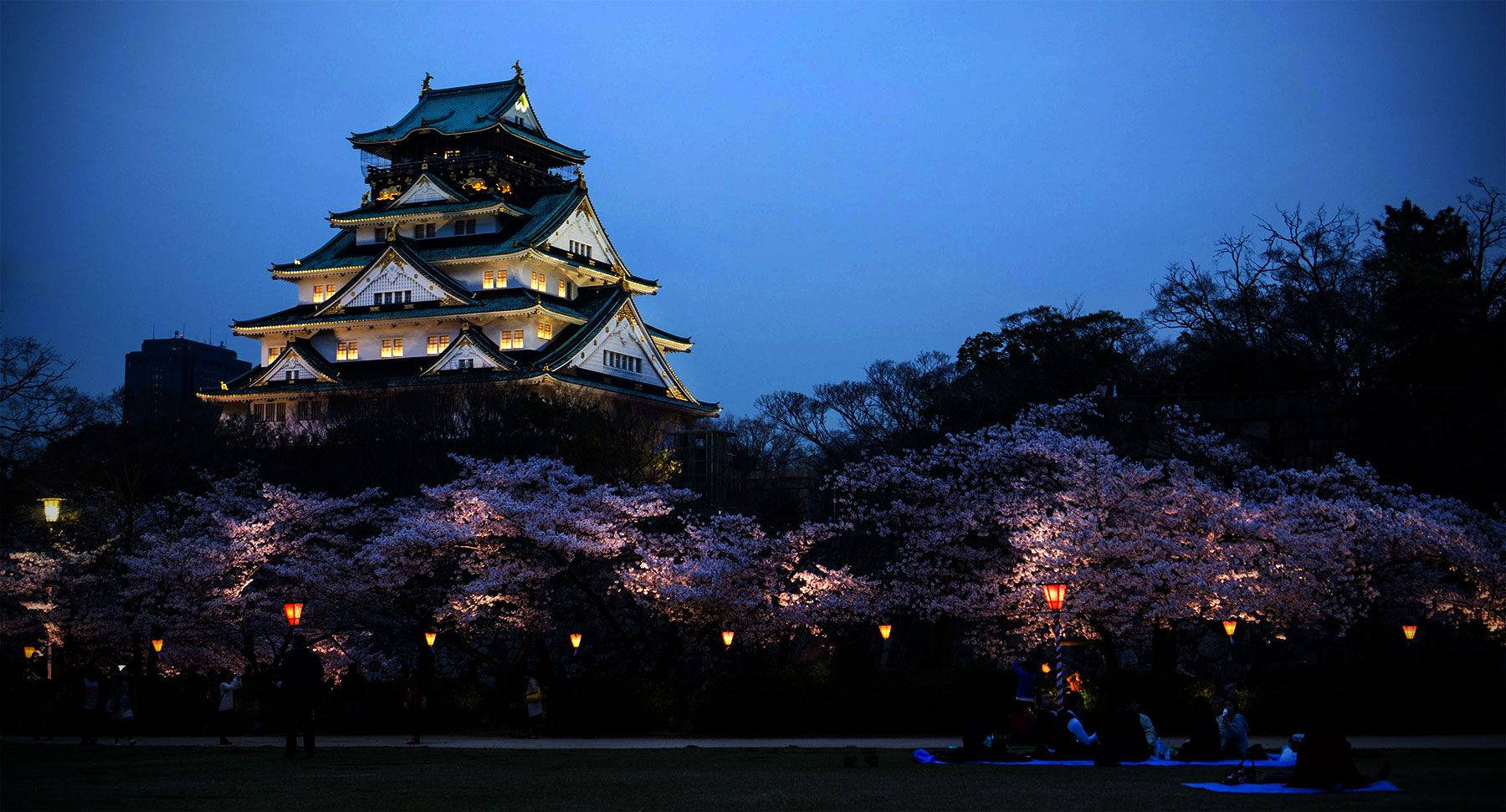 Osaka Castle Lamp Posts Background