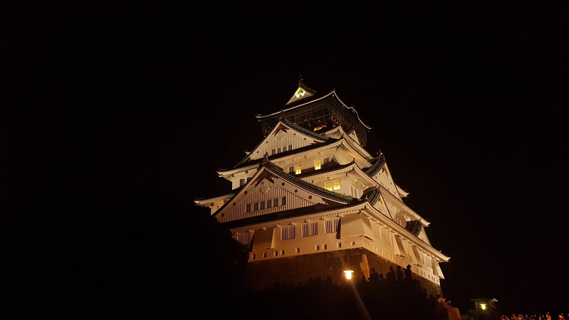 Osaka Castle Night Sky Background