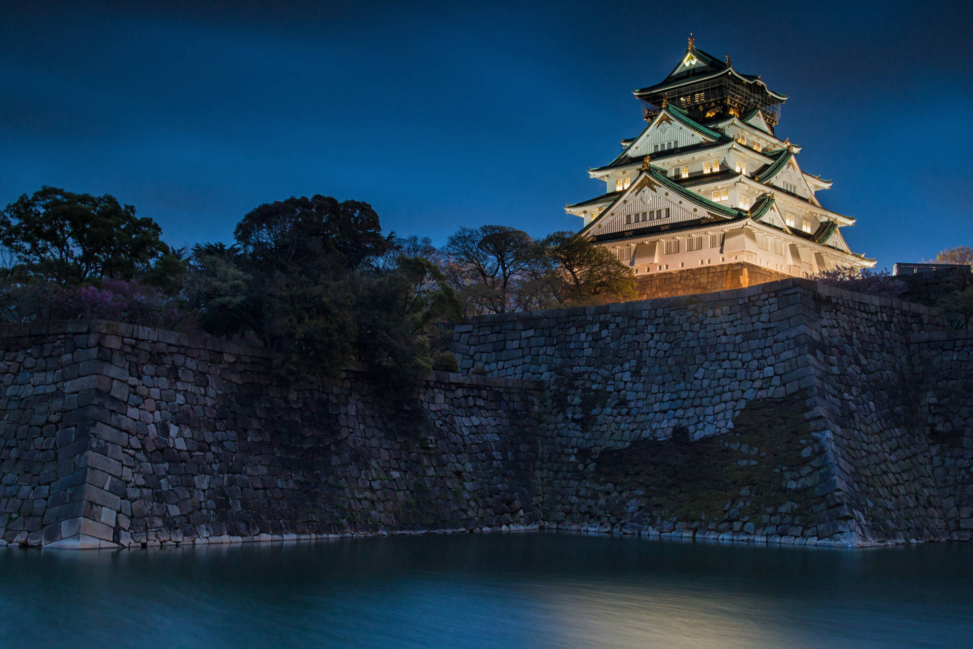 Osaka Castle Night View Background