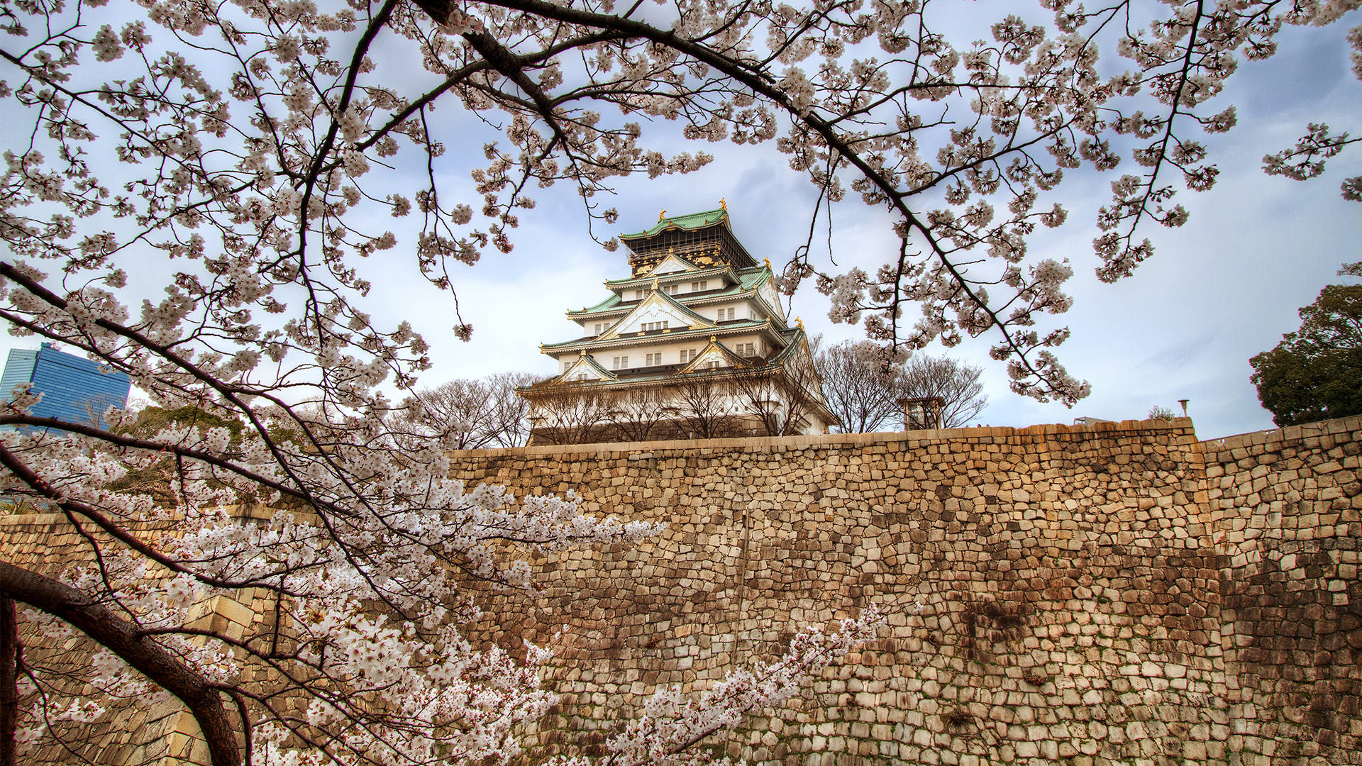 Osaka Castle Stone Wall Background