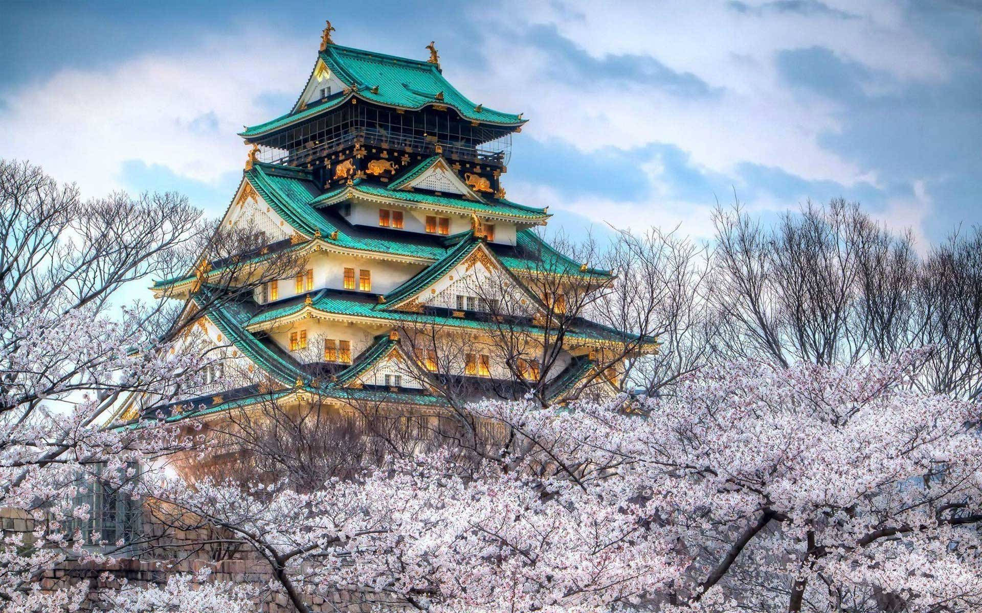 Osaka Castle Temple Architecture Background