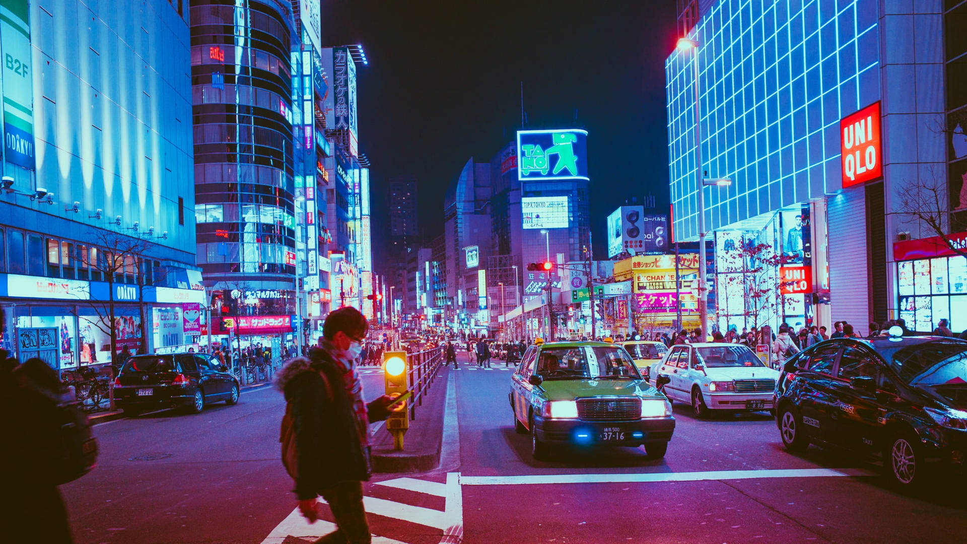Osaka Japan At Night Background