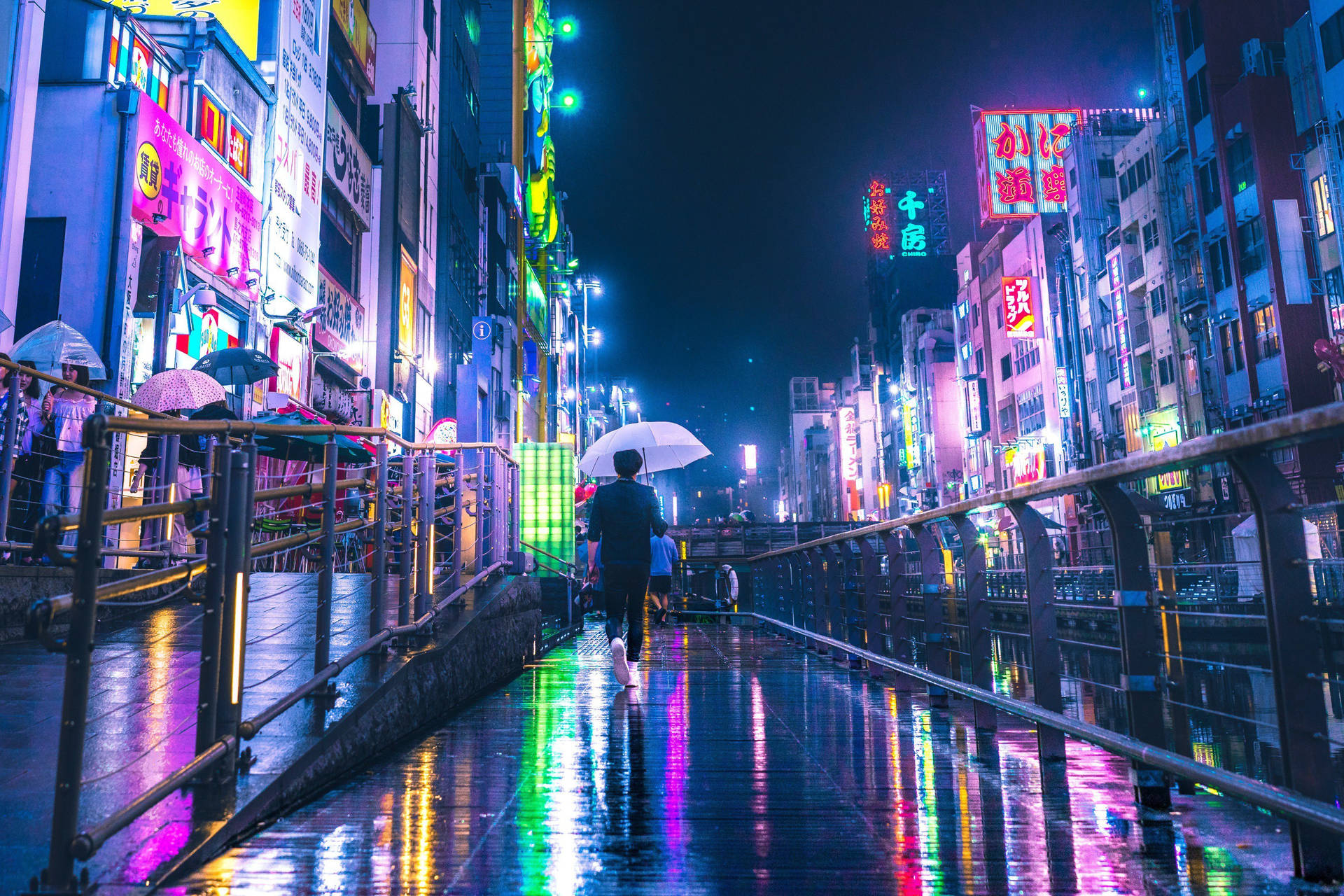 Osaka Rainy Vista Background