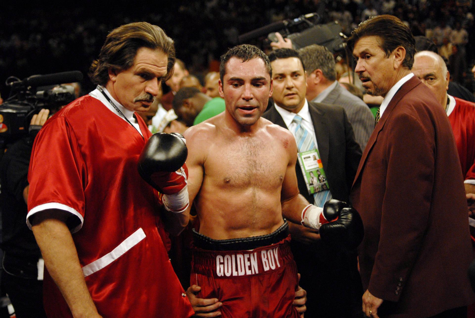 Oscar De La Hoya In Red Shorts Background