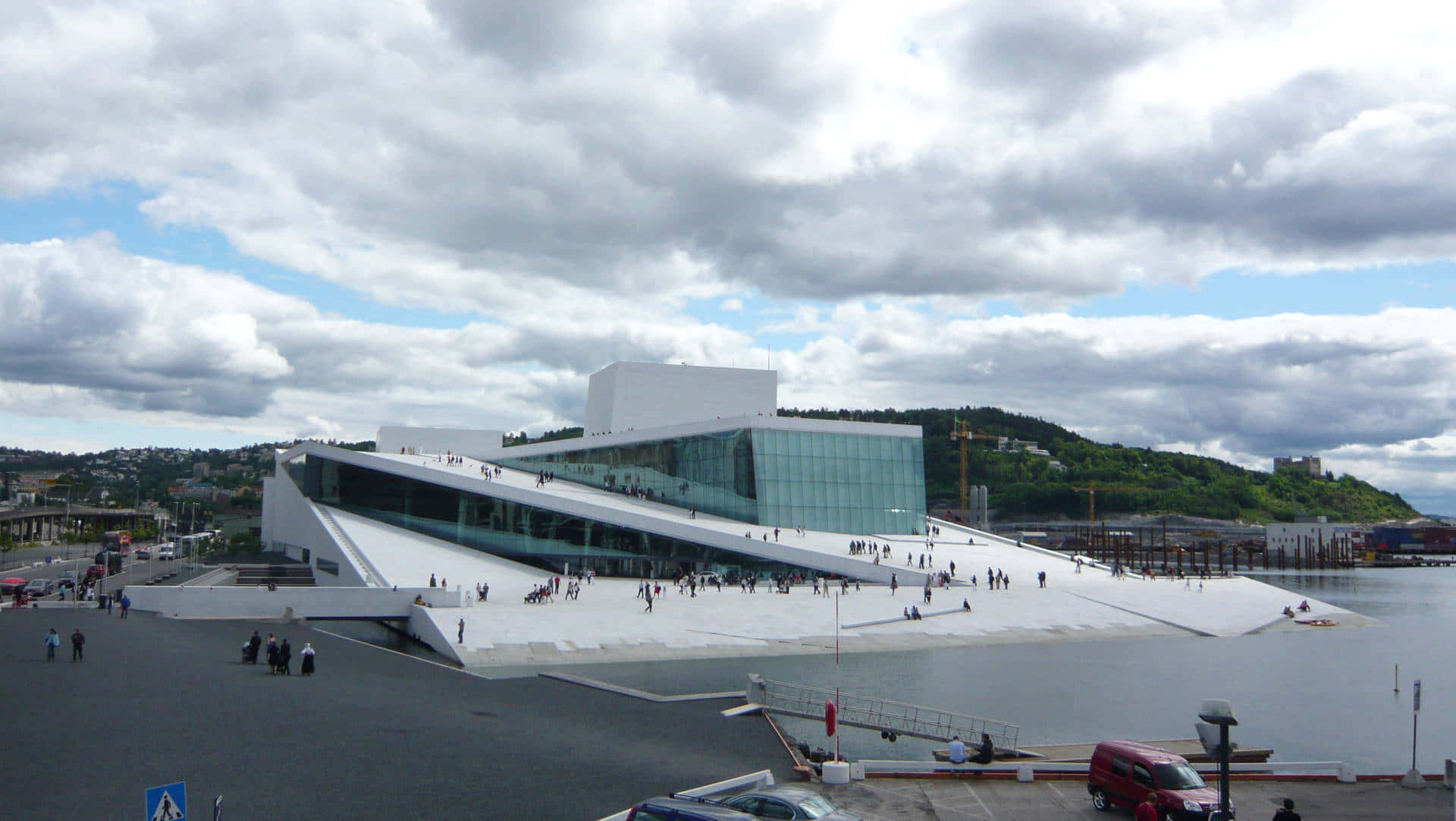 Oslo Opera House With Large Clouds