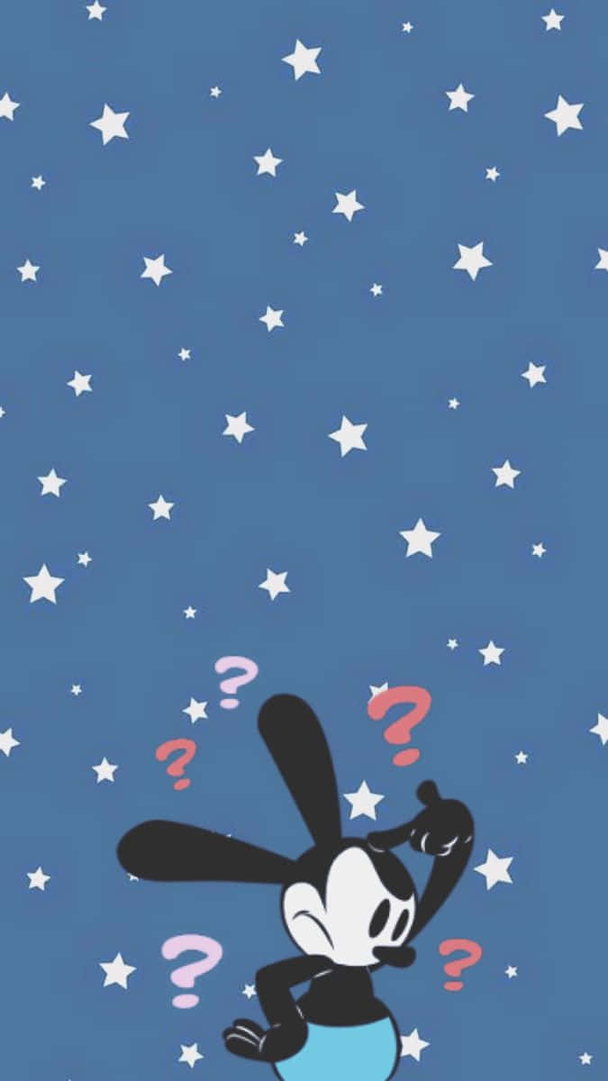 Oswald The Lucky Rabbit Confused Among Stars Background