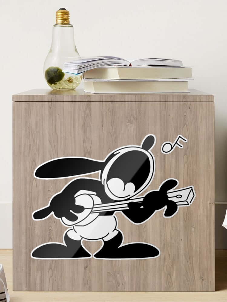 Oswald The Lucky Rabbit Playing Guitar Decal Background