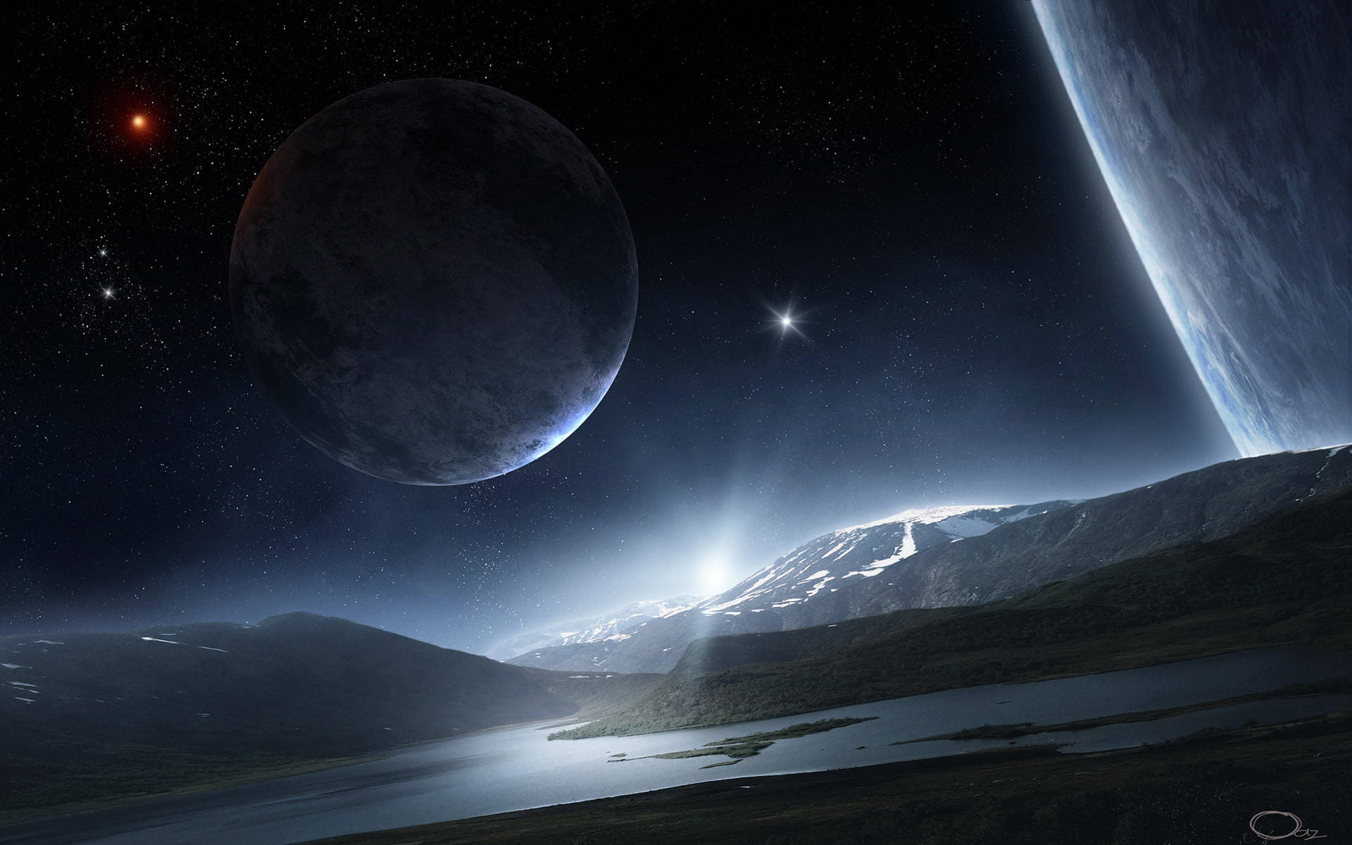 Otherworldly Planets Hd Landscape Desktop Background