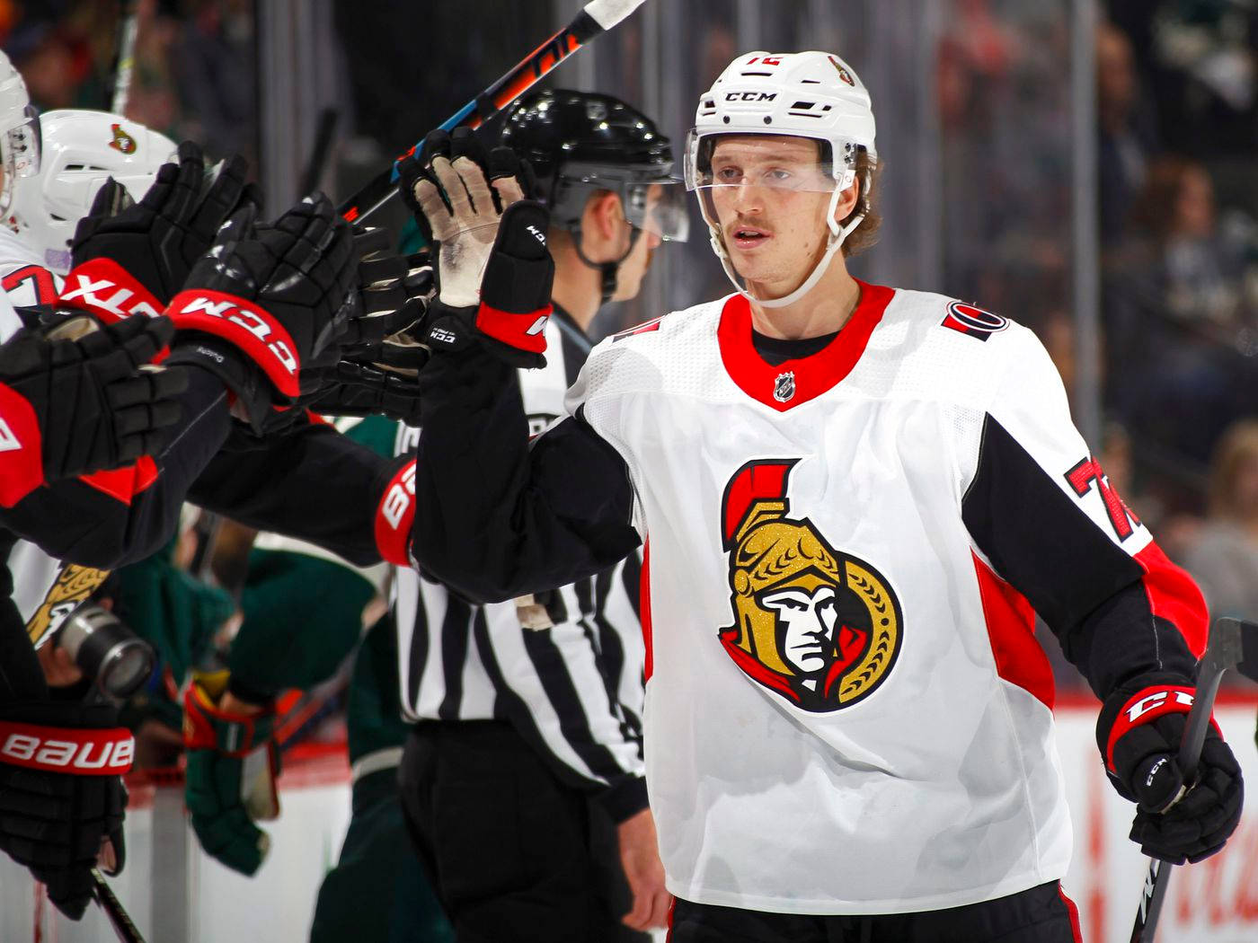 Ottawa Senators High Five Thomas Chabot Background