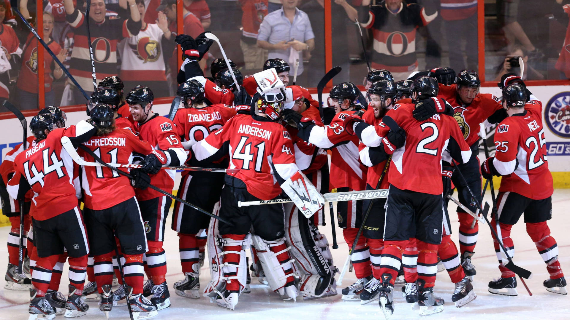 Ottawa Senators Players Celebrating Background