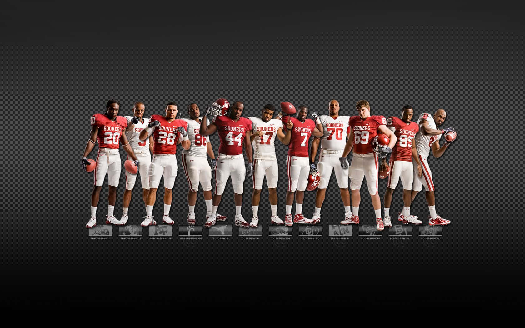 Ou Sooners Football Team In Gray Background