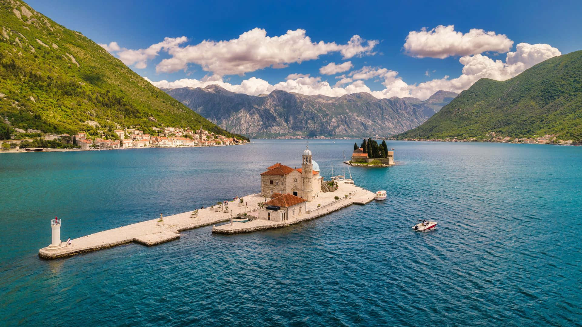 Our Lady Of The Rocks In Montenegro Background