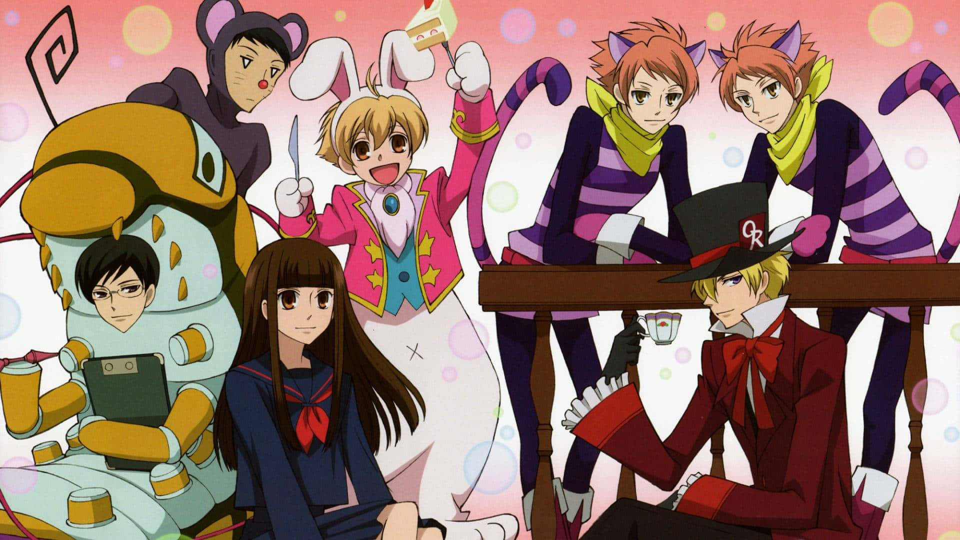 Ouran High School Host Club Anime Characters Group Photo Background