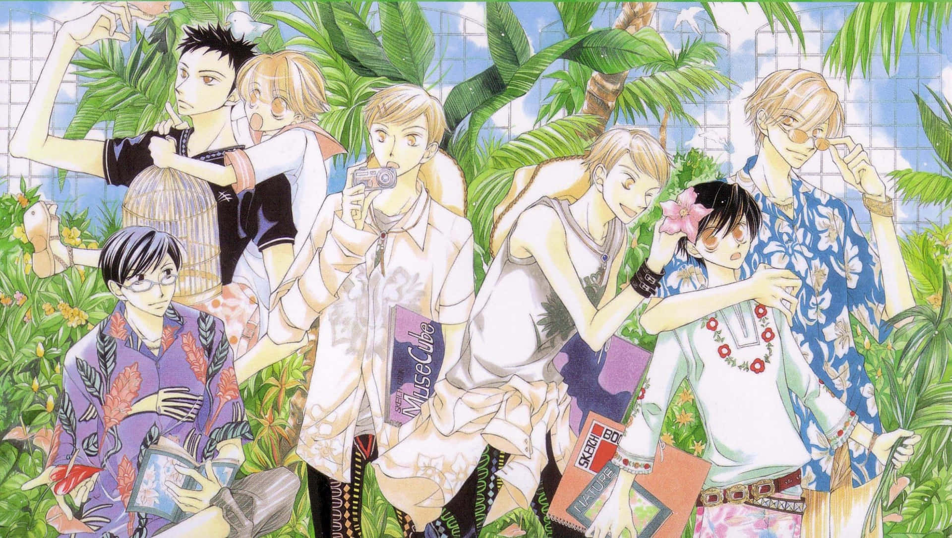 Ouran High School Host Club Characters Group Wallpaper Background