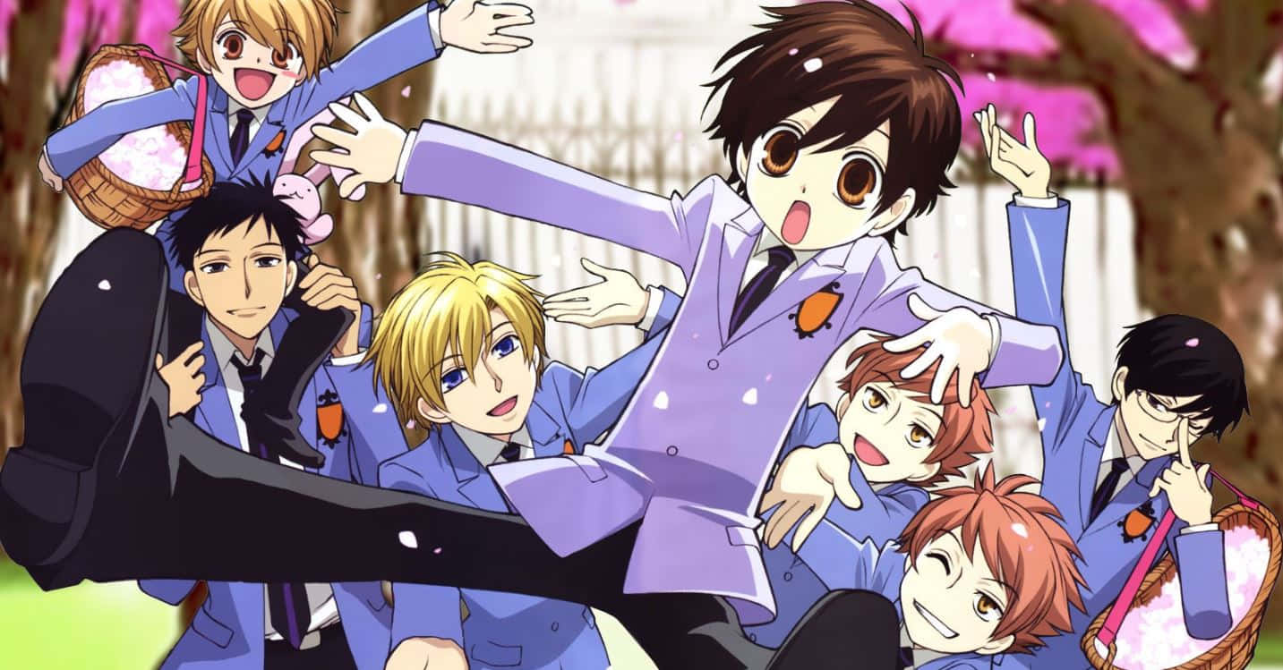 Ouran High School Host Club Group Posing Together Background