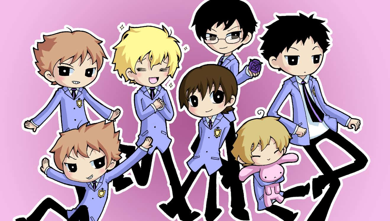 Ouran High School Host Club Main Characters In A Group Pose Background