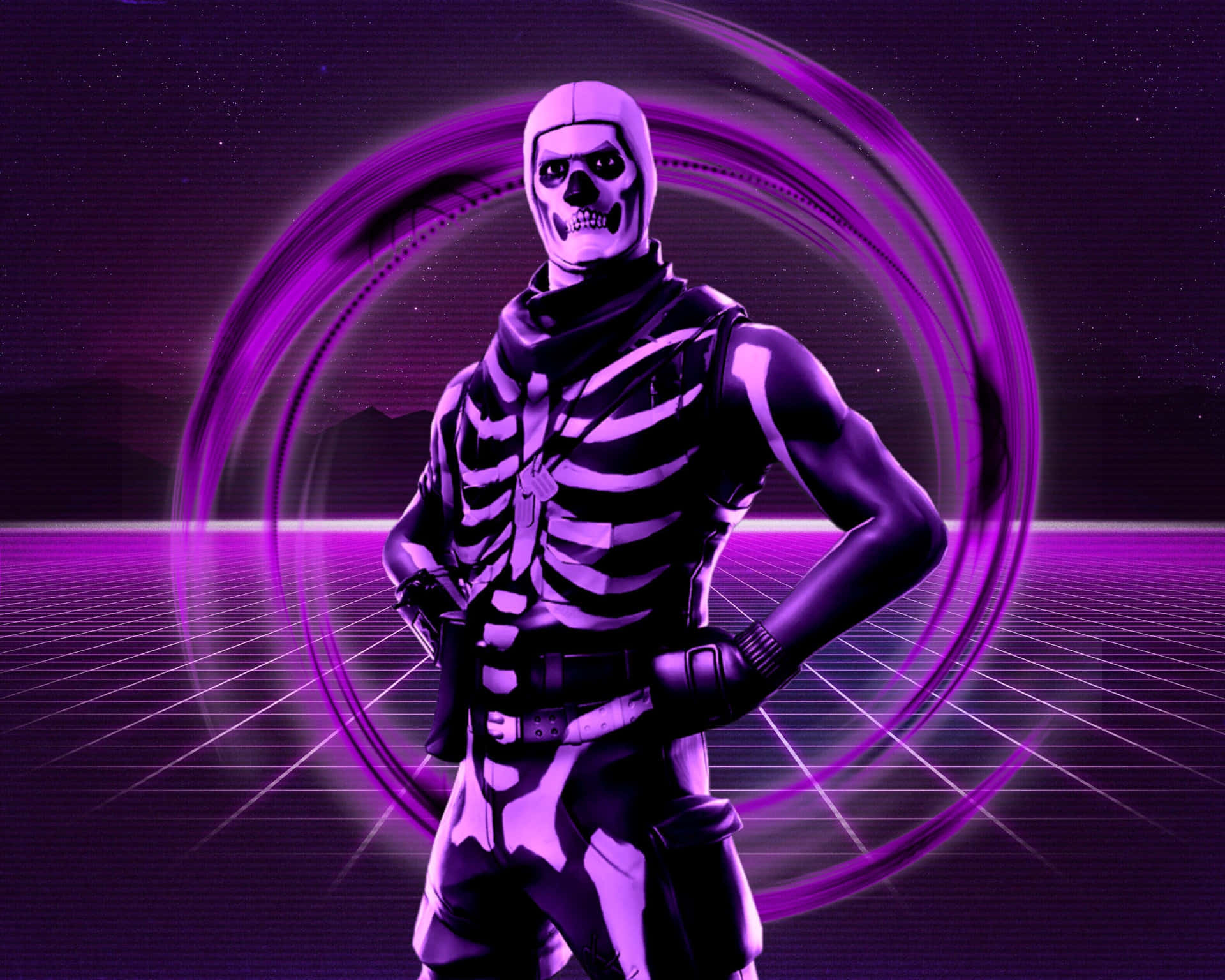 Out Of This World Fashion With The Purple Skull Trooper Background