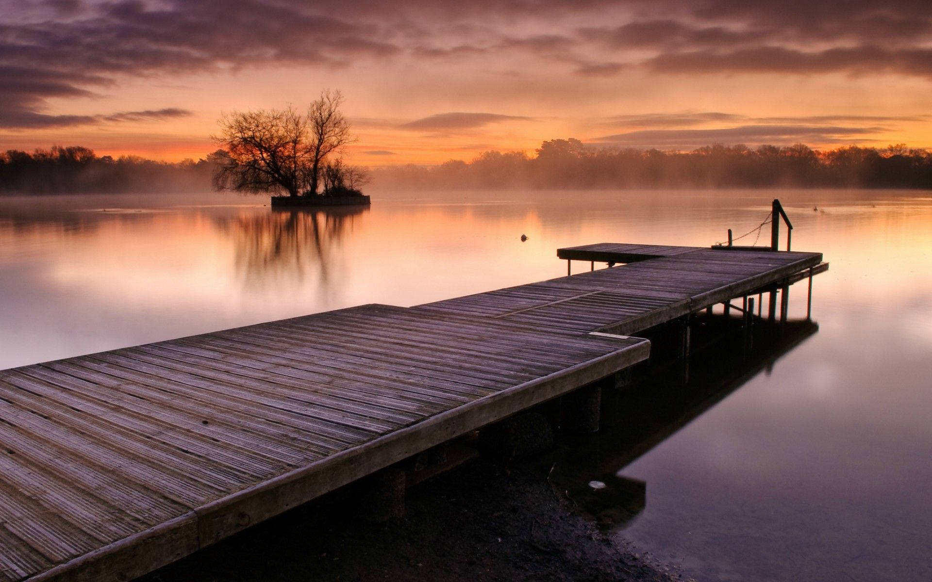 Outdoor Calm Lake And Dock