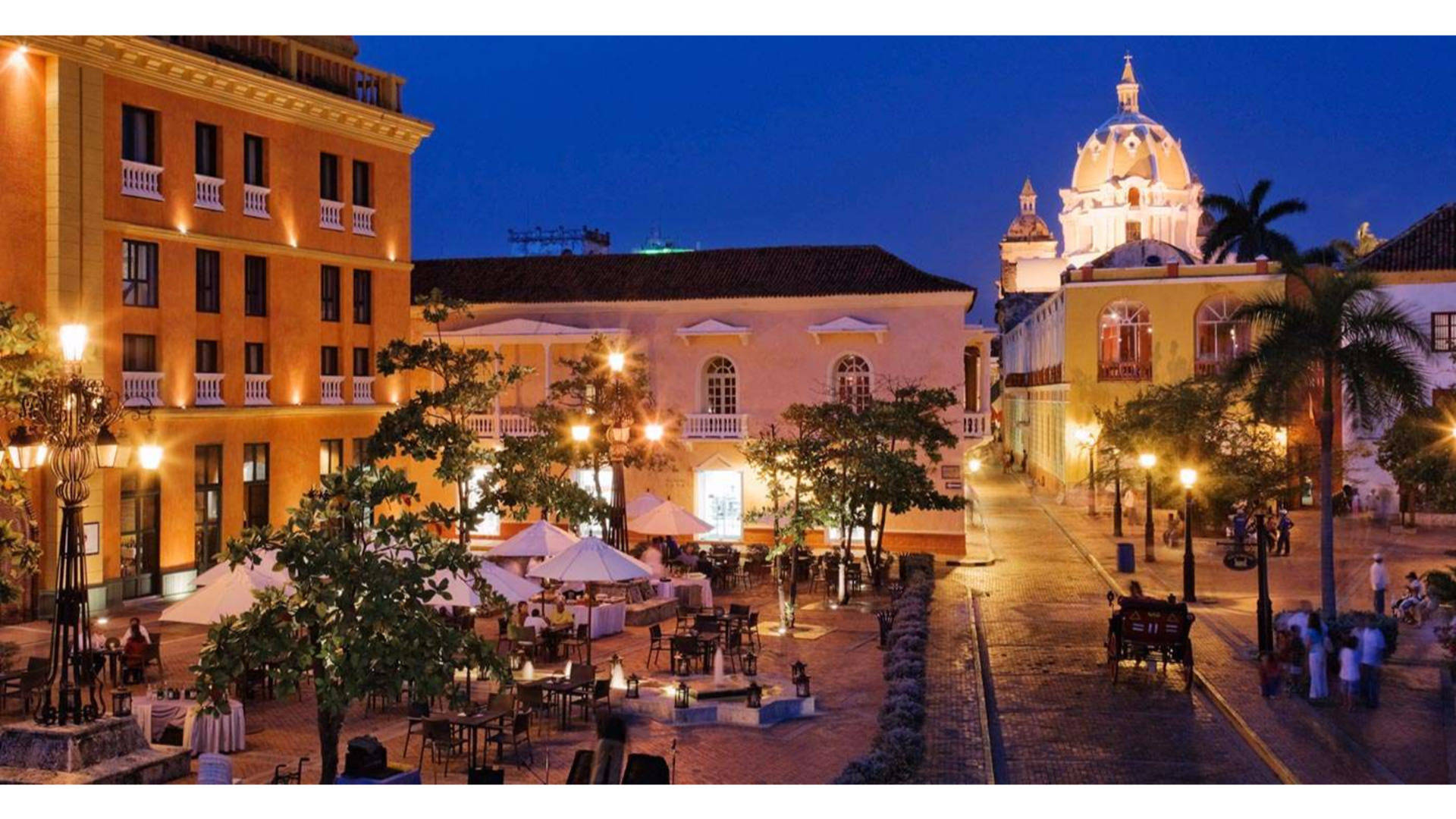 Outdoor Cartagena Plaza At Night