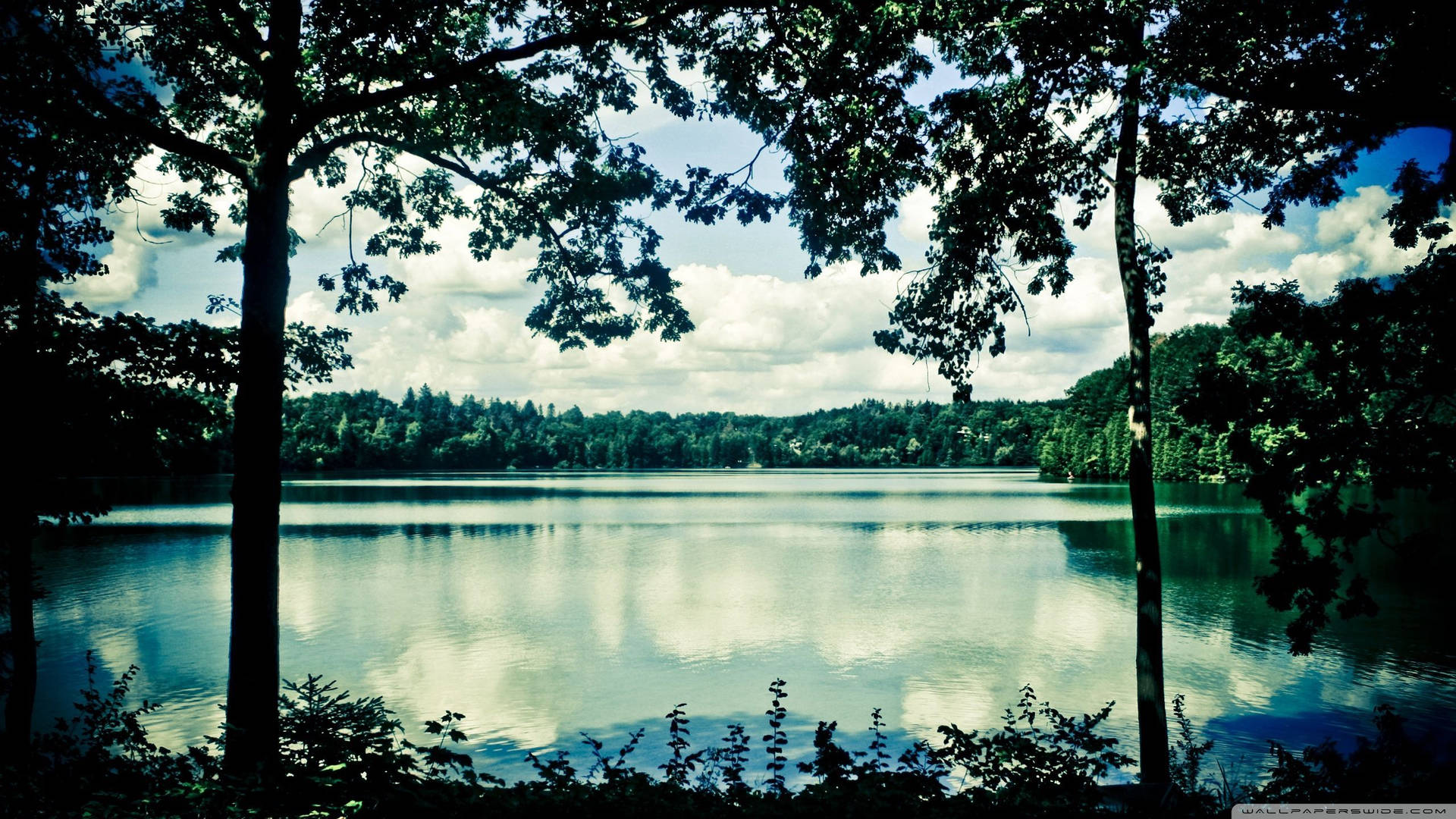 Outdoor Lake And Hills Background