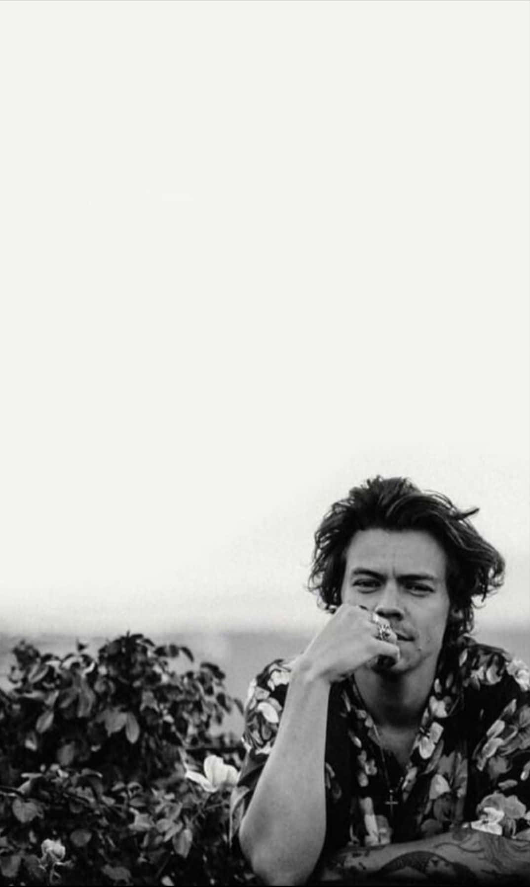 Outdoor Photo Of Harry Styles Black And White