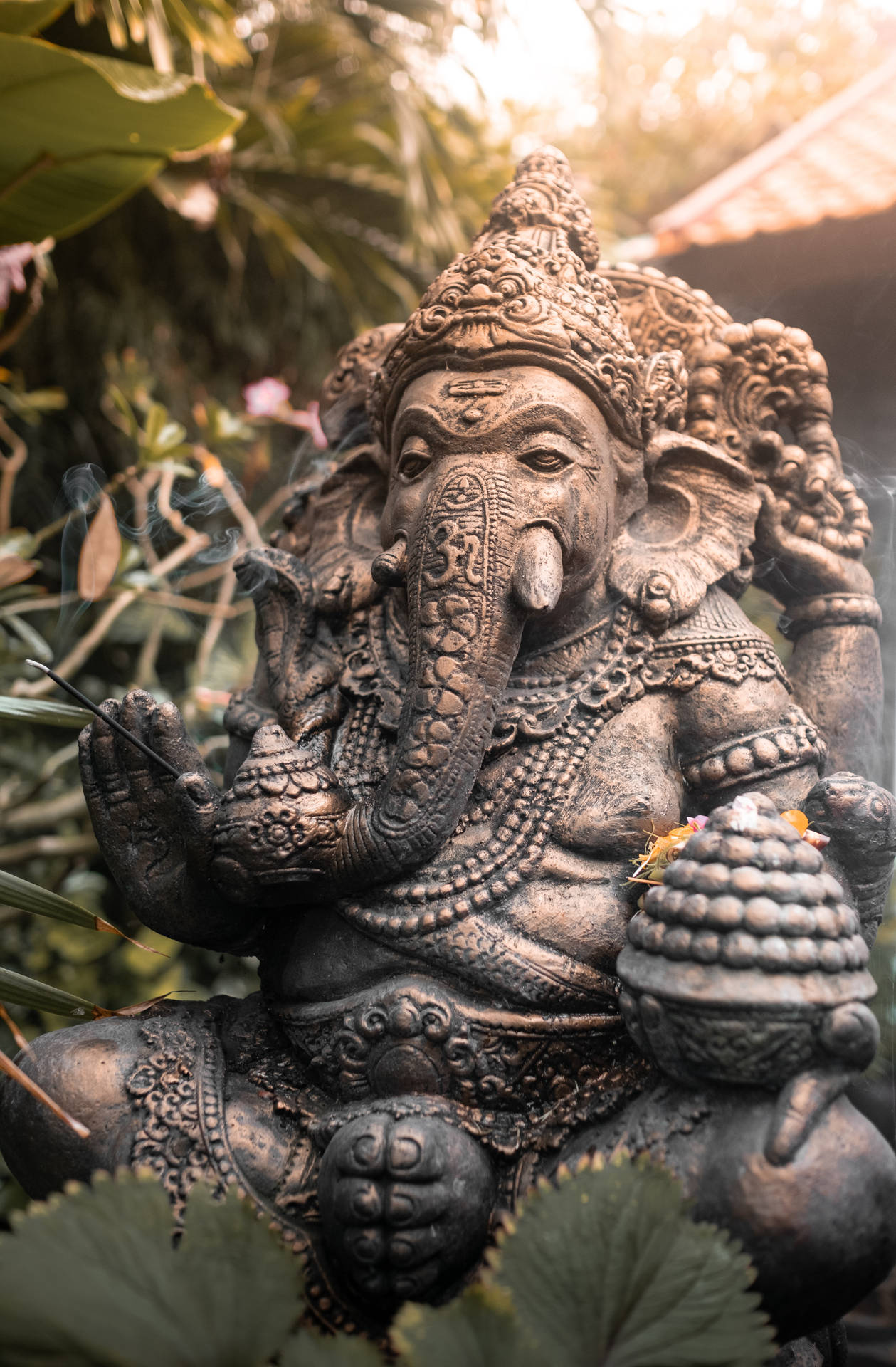 Outdoor Statue Of Ganesh Mobile Background