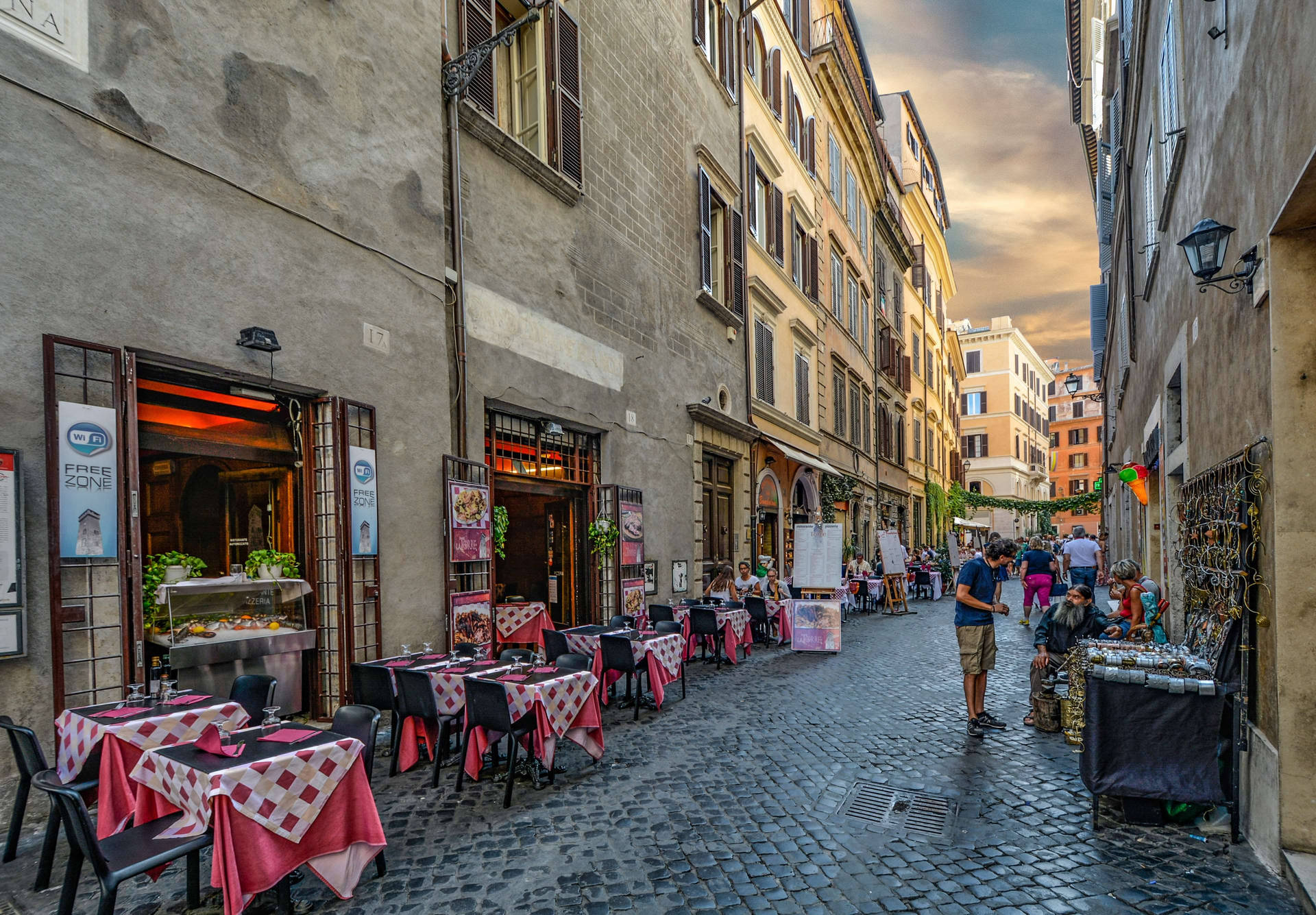 Outdoor Street Cafe Background