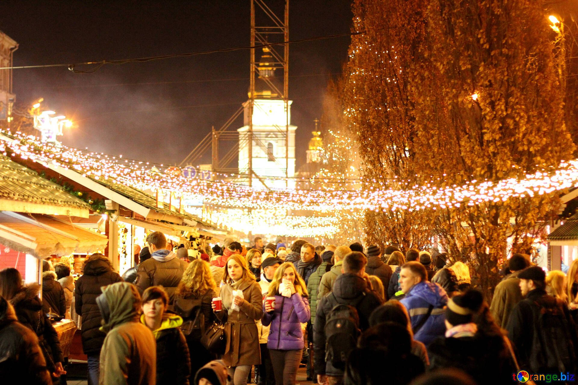 Outdoor Winter Night Market Background