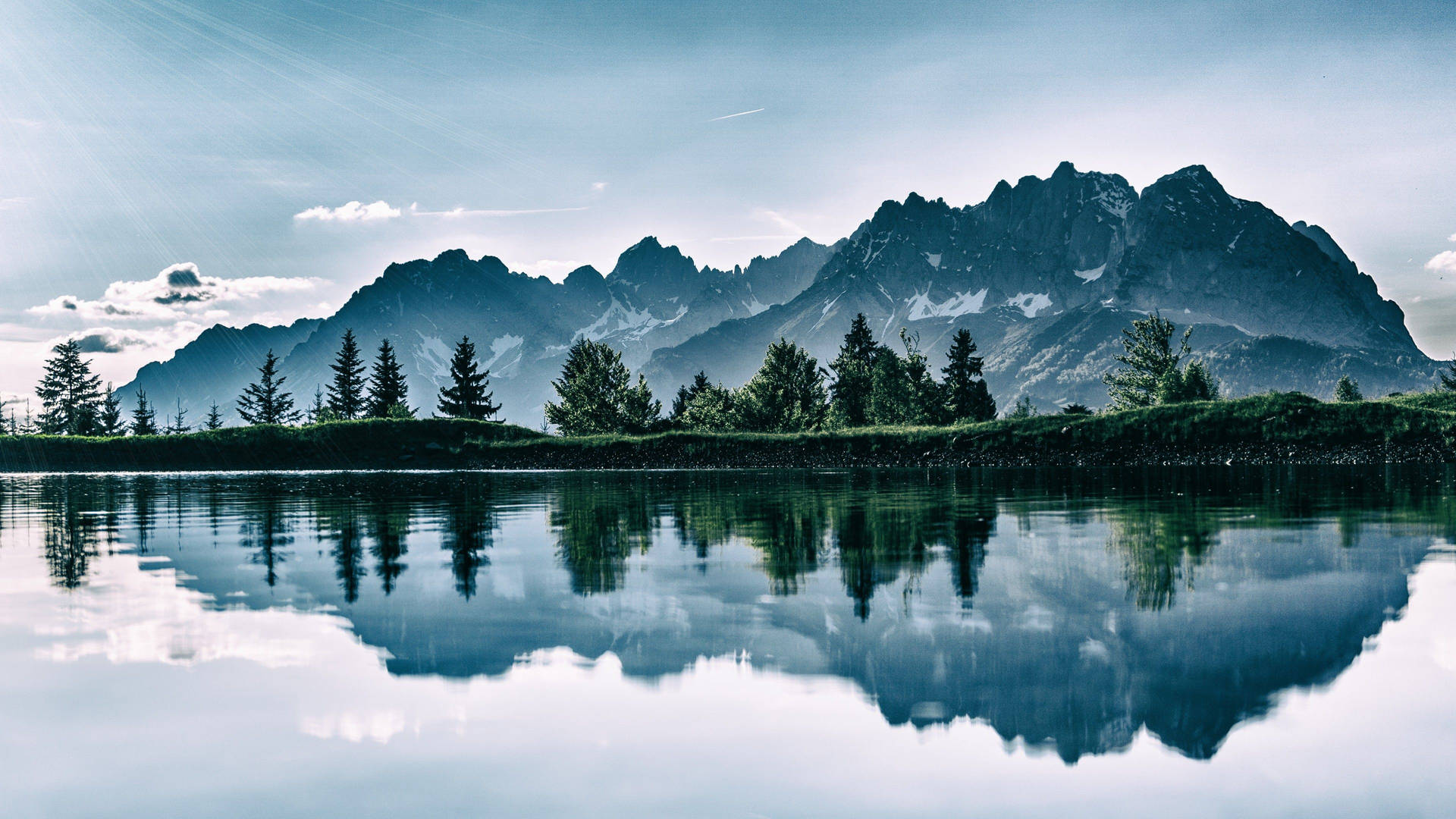 Outdoor Wintery Mountain Lake