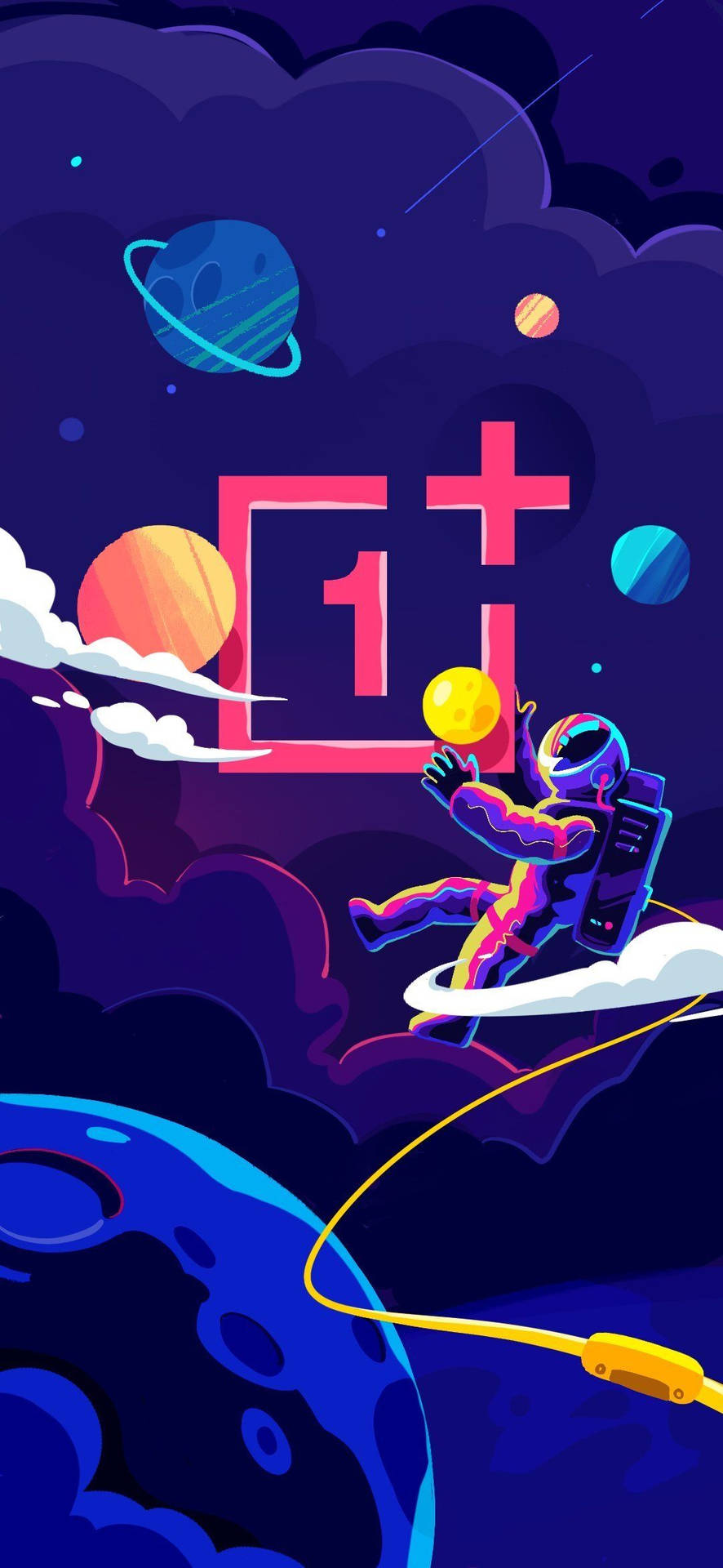 Outer Space With Oneplus 9r Logo Background