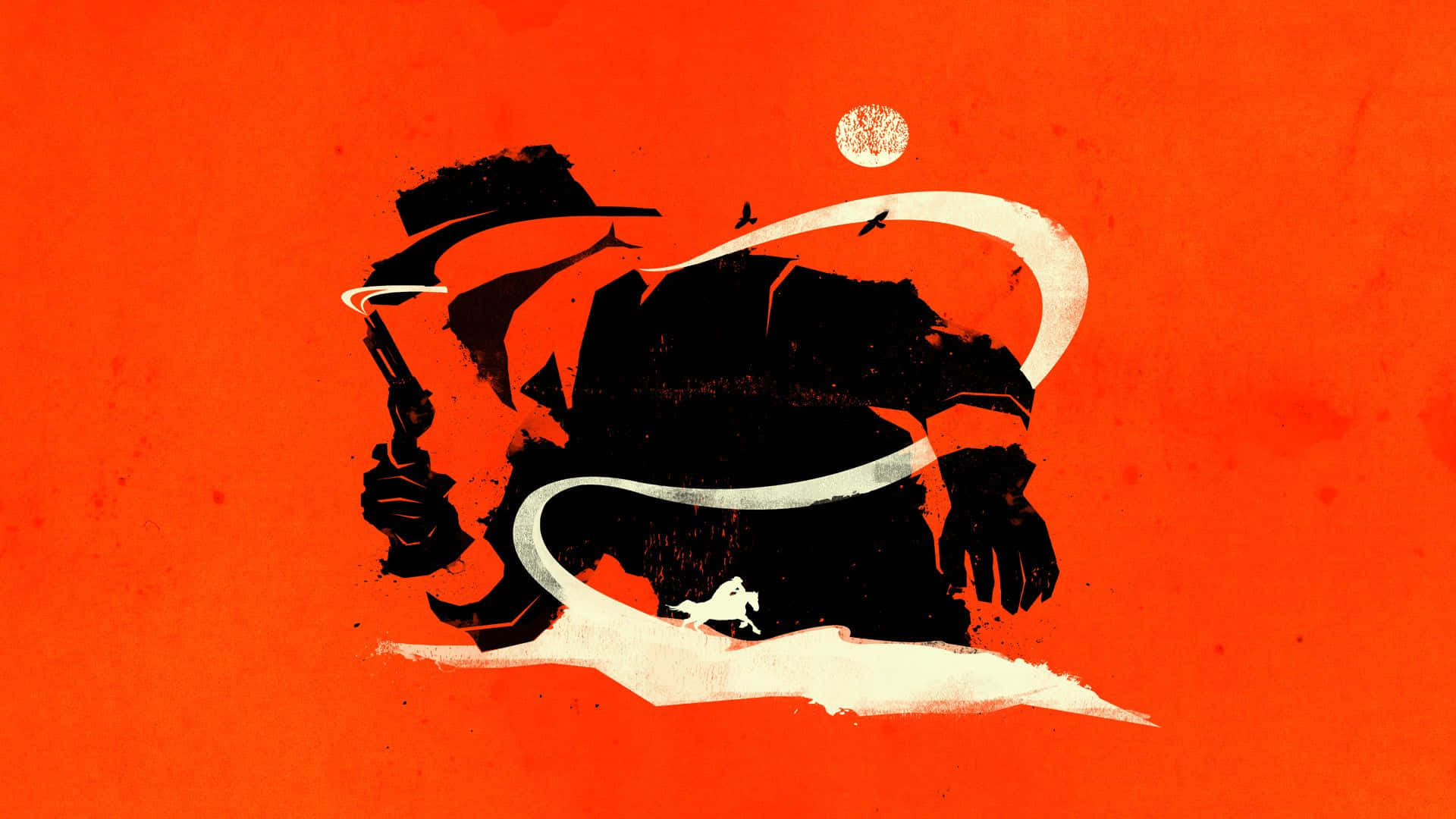 Outlaw Cowboy Gun Orange Background