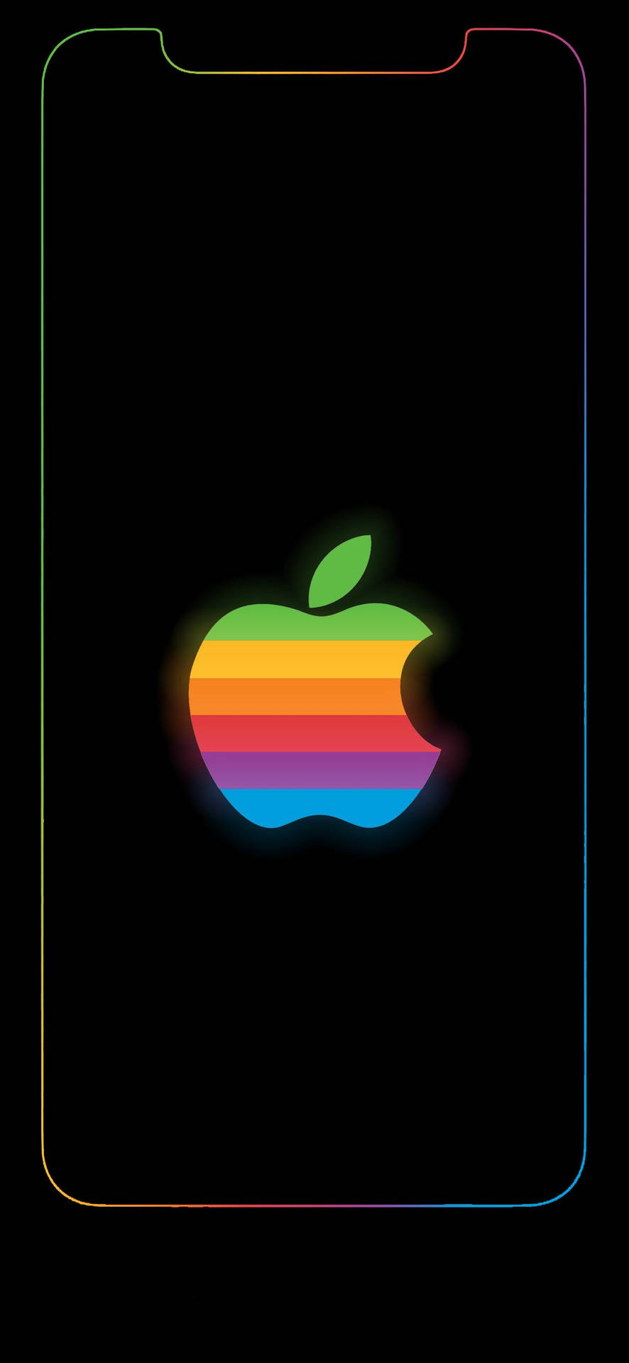 Outline Apple Logo Rainbow