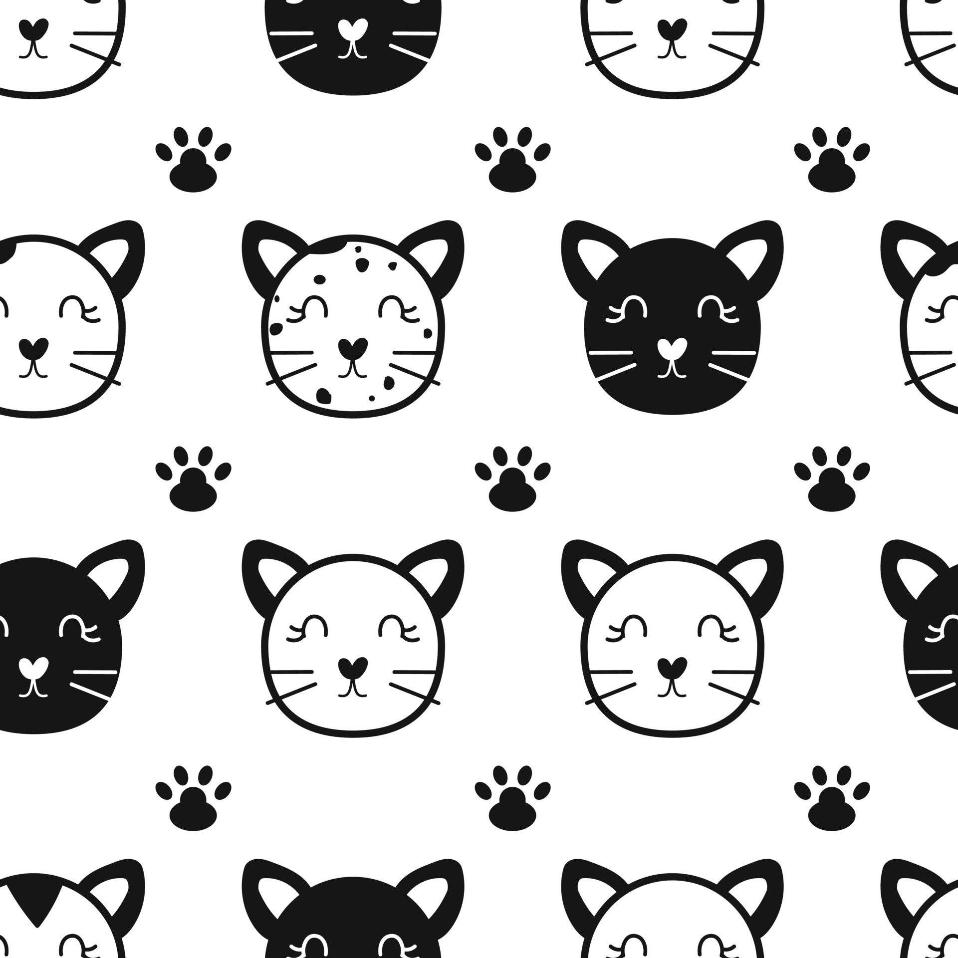 Outline Cute Cat Pattern