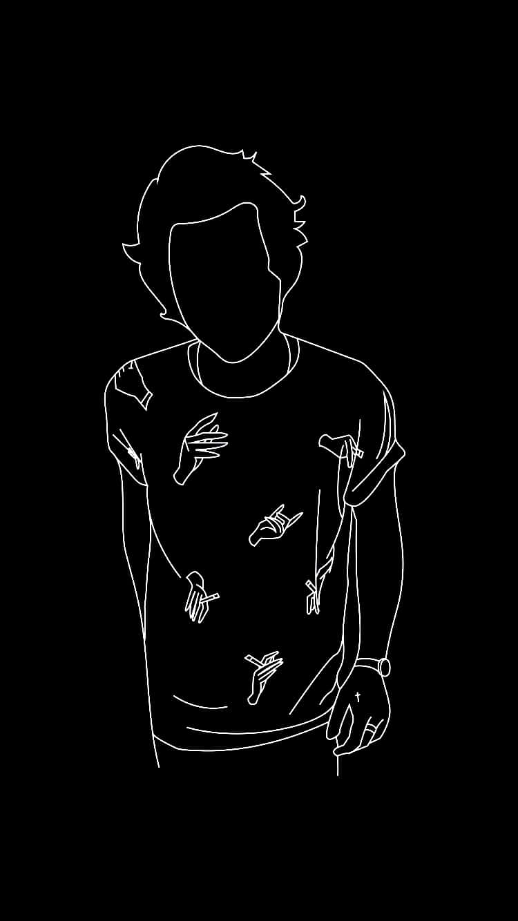 Outline Drawing Of Harry Styles Black And White Background