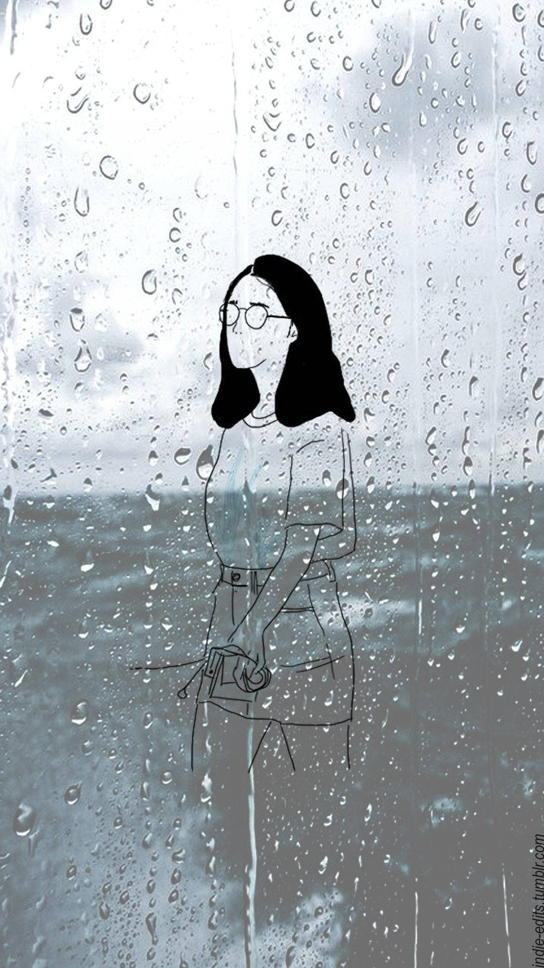 Outline Of A Woman With Glasses Indie Phone Background