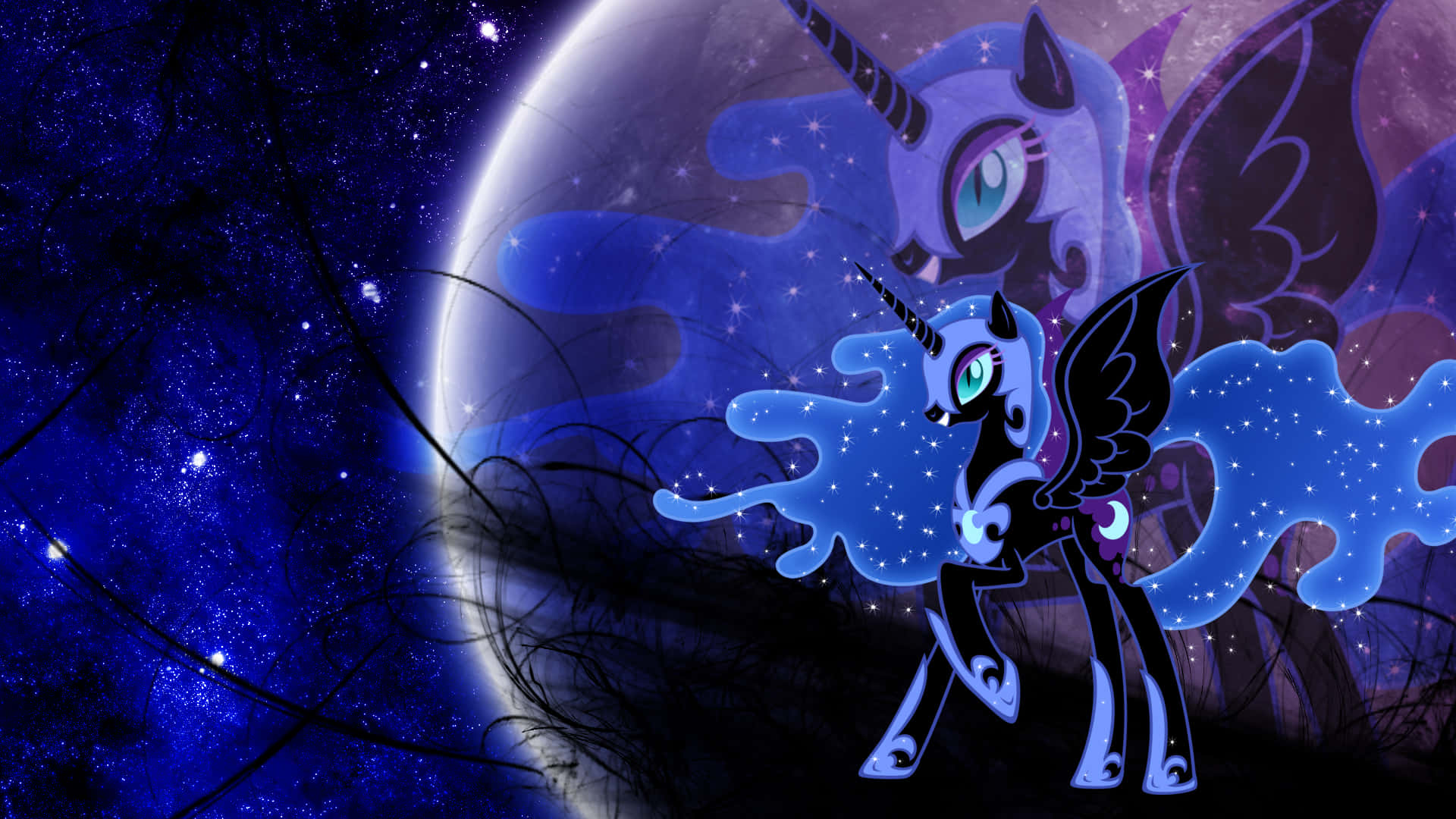 Outlined Against A Cloudless Night Sky, Nightmare Moon Creates Fear And Dread