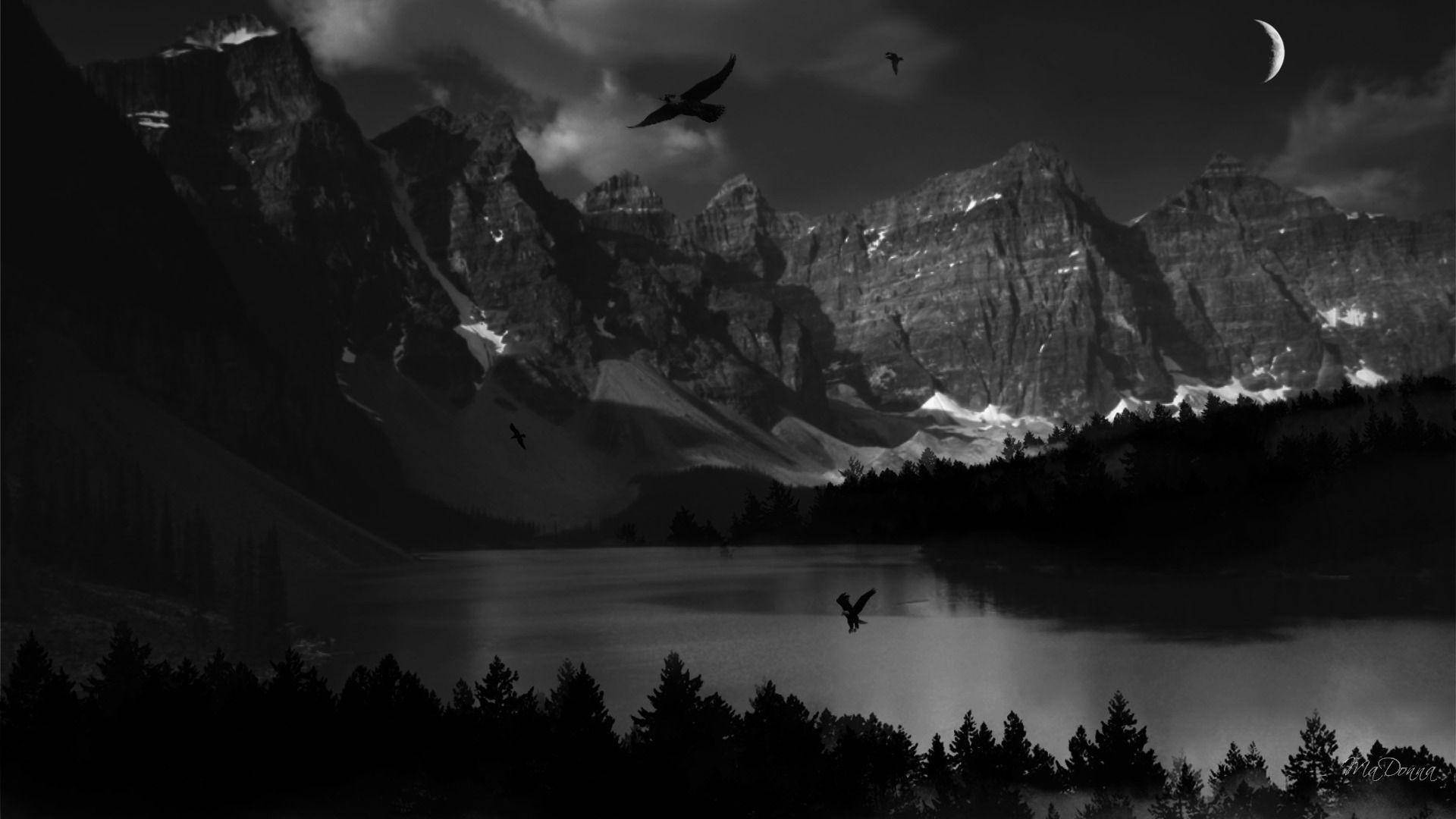 Outlook Of Terrifying Dark Mountain Background