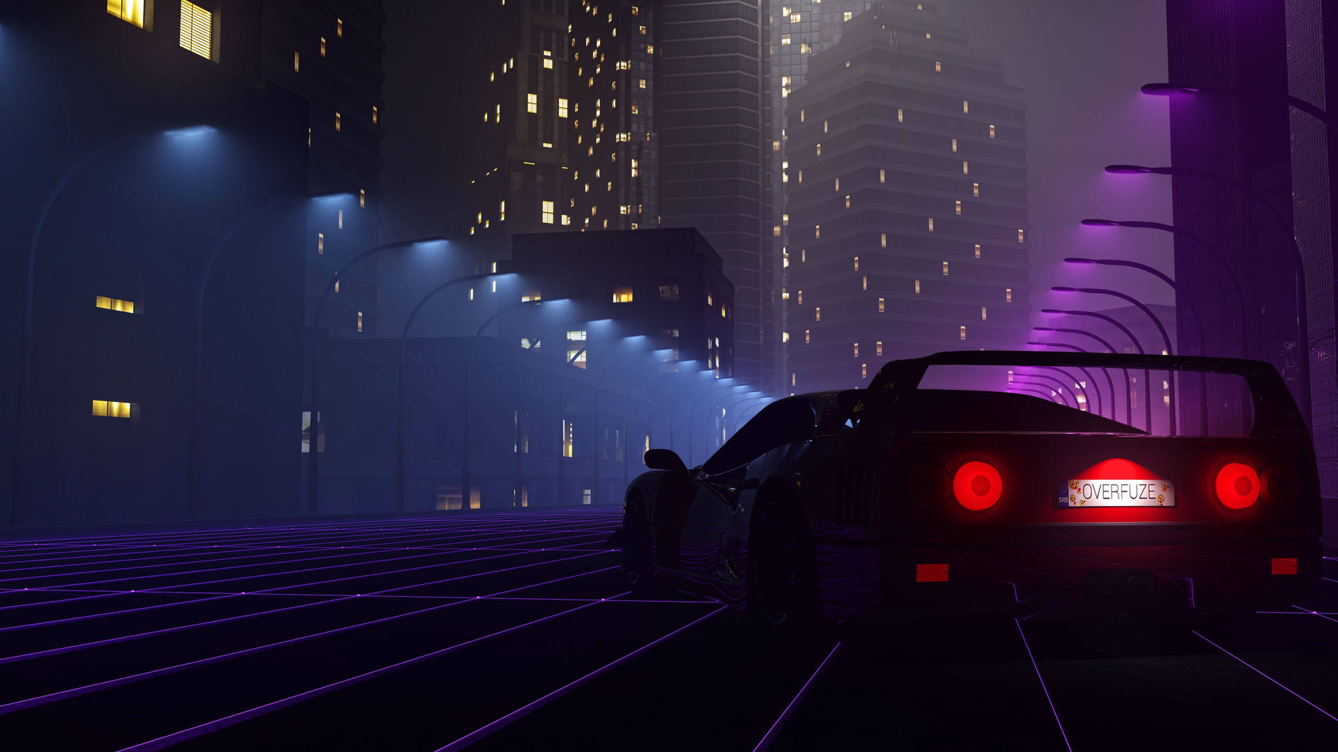 Outrun Futuristic Video Game Background