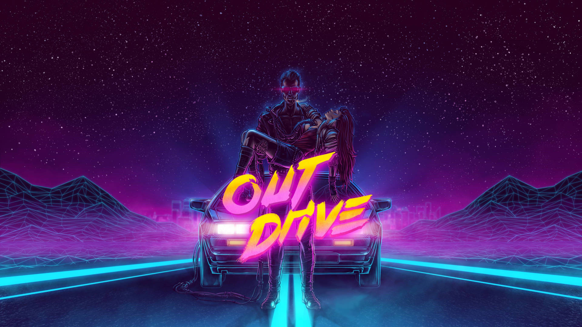 Outrun Out Drive Artwork Background