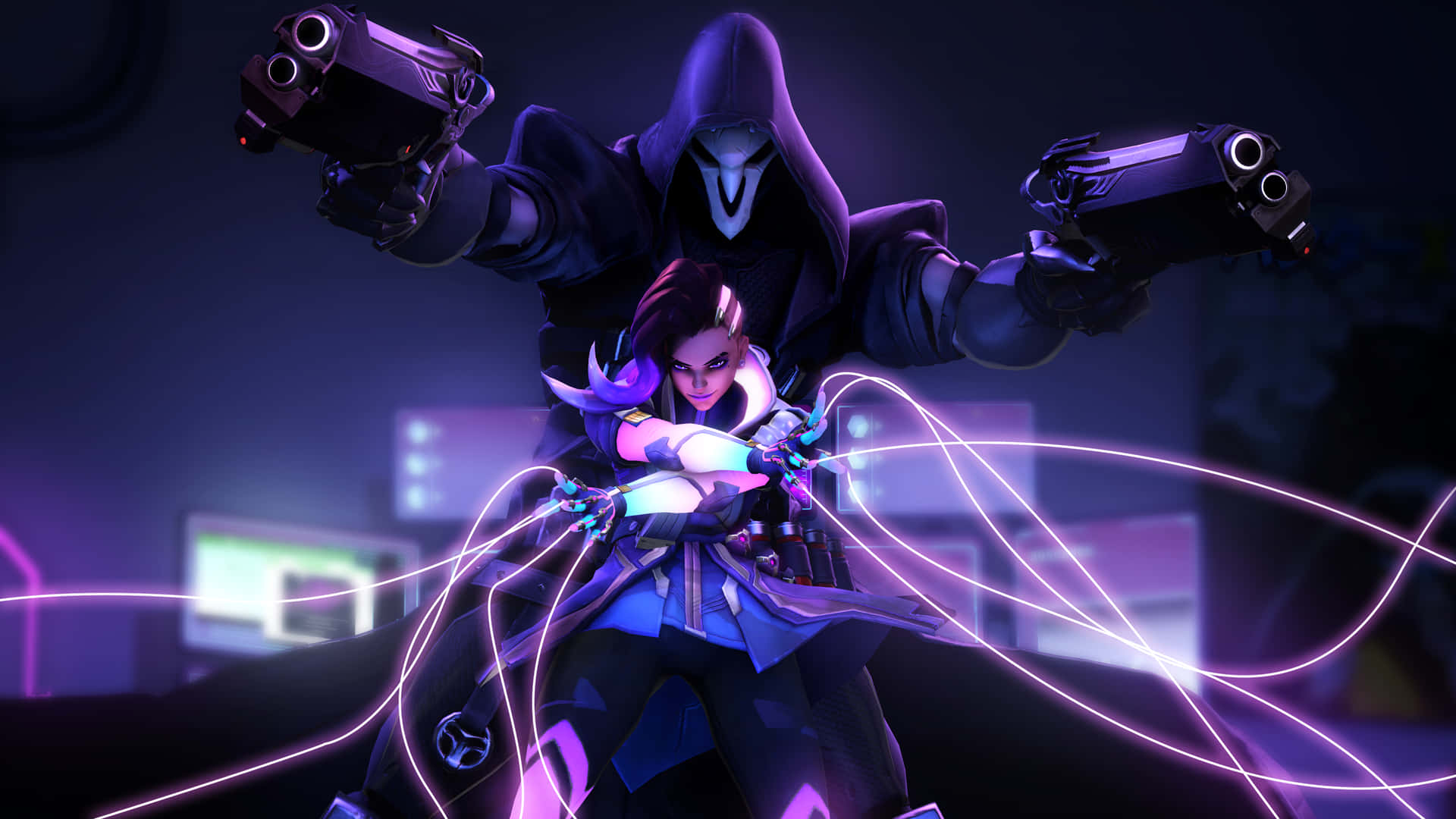 Outwit Your Enemies As Sombra In Overwatch. Background