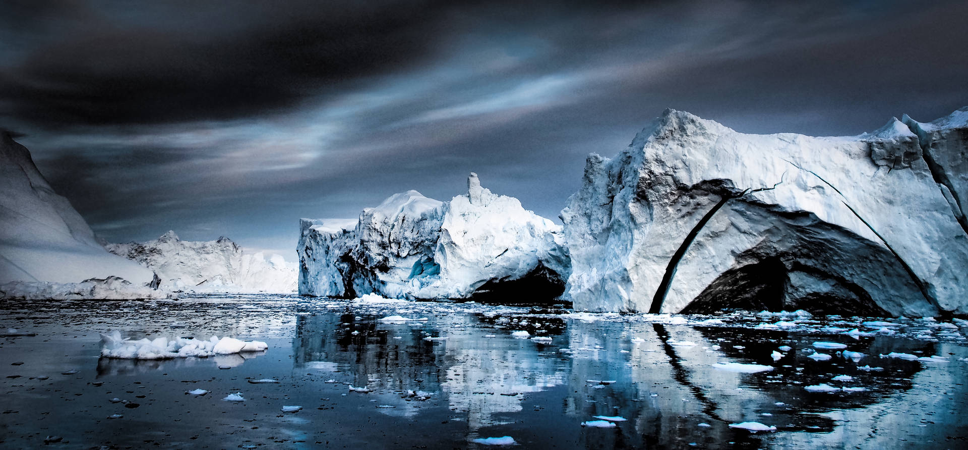 Overcast Ilulissat Ice Fjord Greenland Background