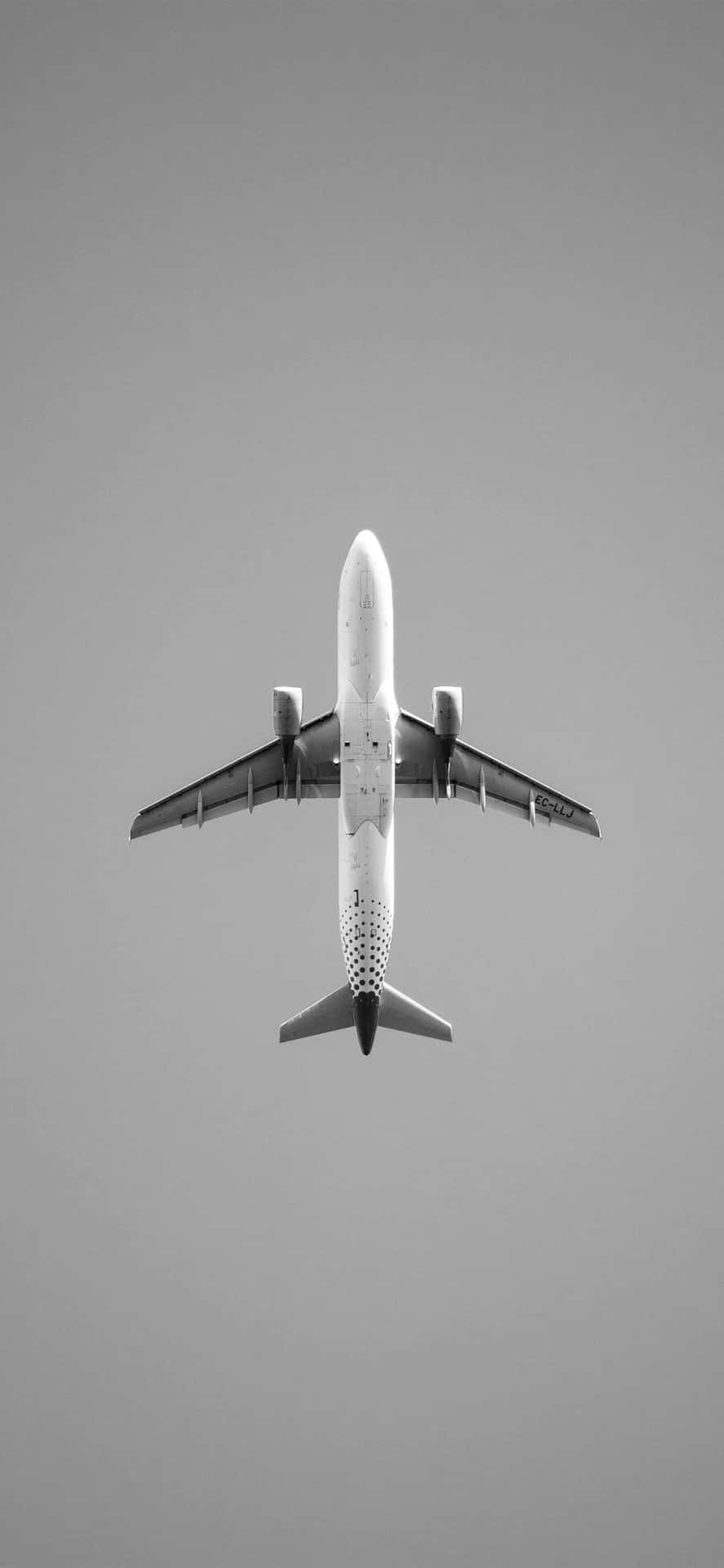 Overhead_ Airplane_ Black_and_ White Background