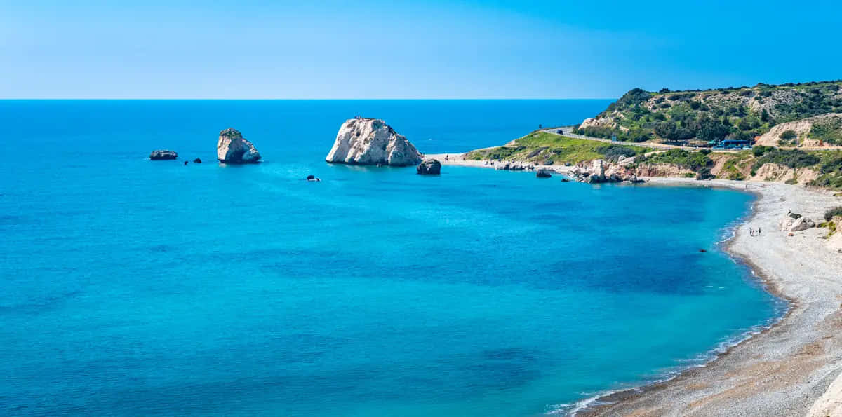 Overhead Photo Of The Gorgeous Beach In Paphos Background