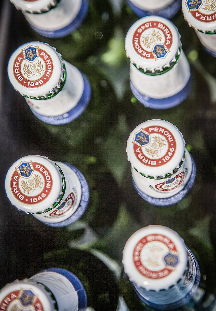 Overhead Shot Of Peroni Beer Background