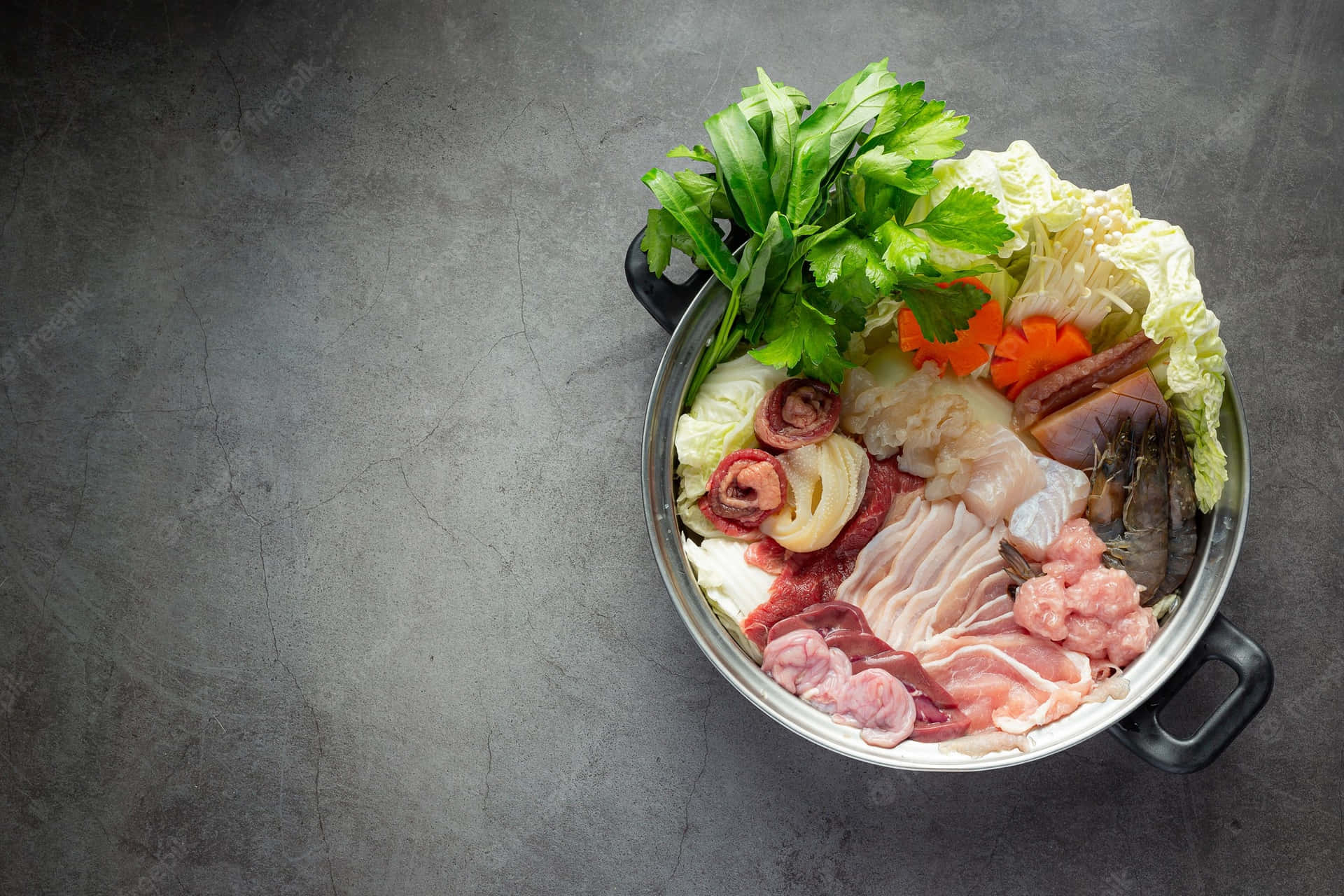 Overhead Shot Of Shabu-shabu In A Pot Background